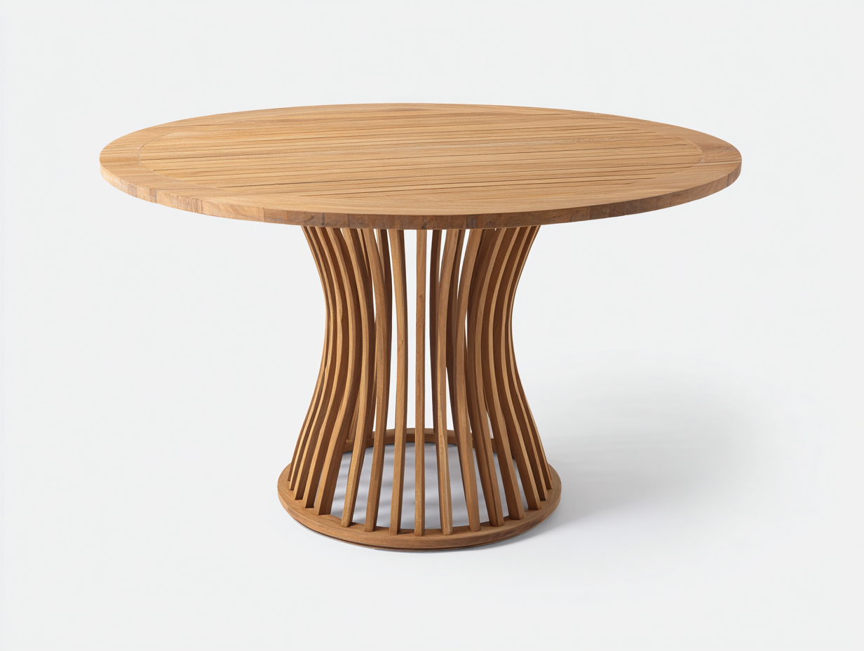 Tavolo da giardino rotondo in legno teak 150x150x76 cm - marrone chiaro - design moderno per terrazza e giardino-Sazolyspace