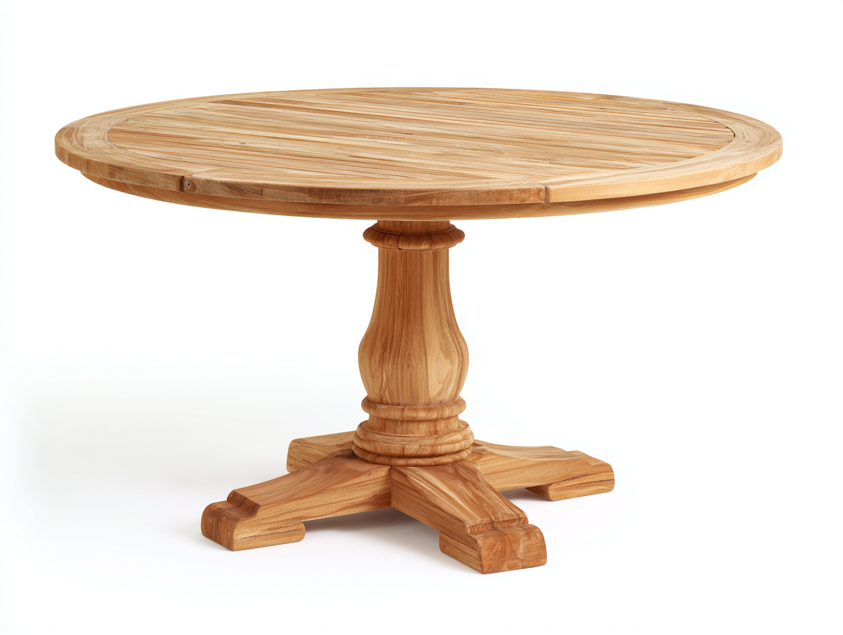 Tavolo da giardino rotondo in legno massello 142x142x75 cm - marrone dorato - piedistallo classico per terrazza e balcone-Sazolyspace