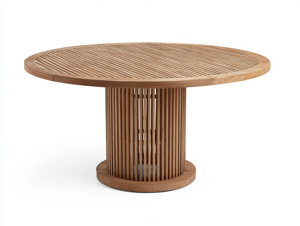 Tavolo da giardino rotondo in legno teak 160x160x76 cm - marrone chiaro - design moderno per terrazza e giardino-Sazolyspace