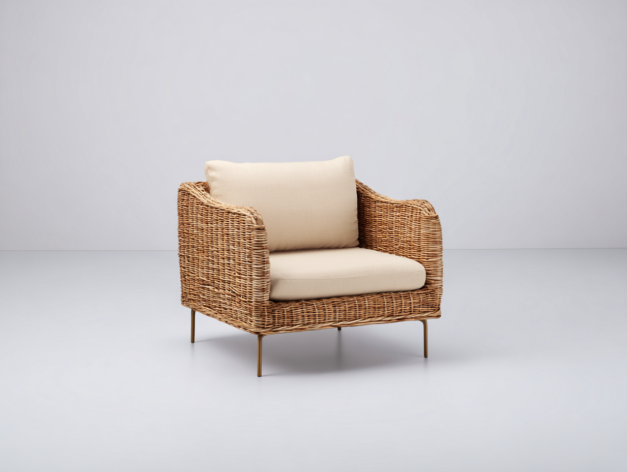 Sedia da giardino in rattan 86x80x76 cm - naturale-beige - per terrazza e patio - stile moderno lounge-Sazolyspace