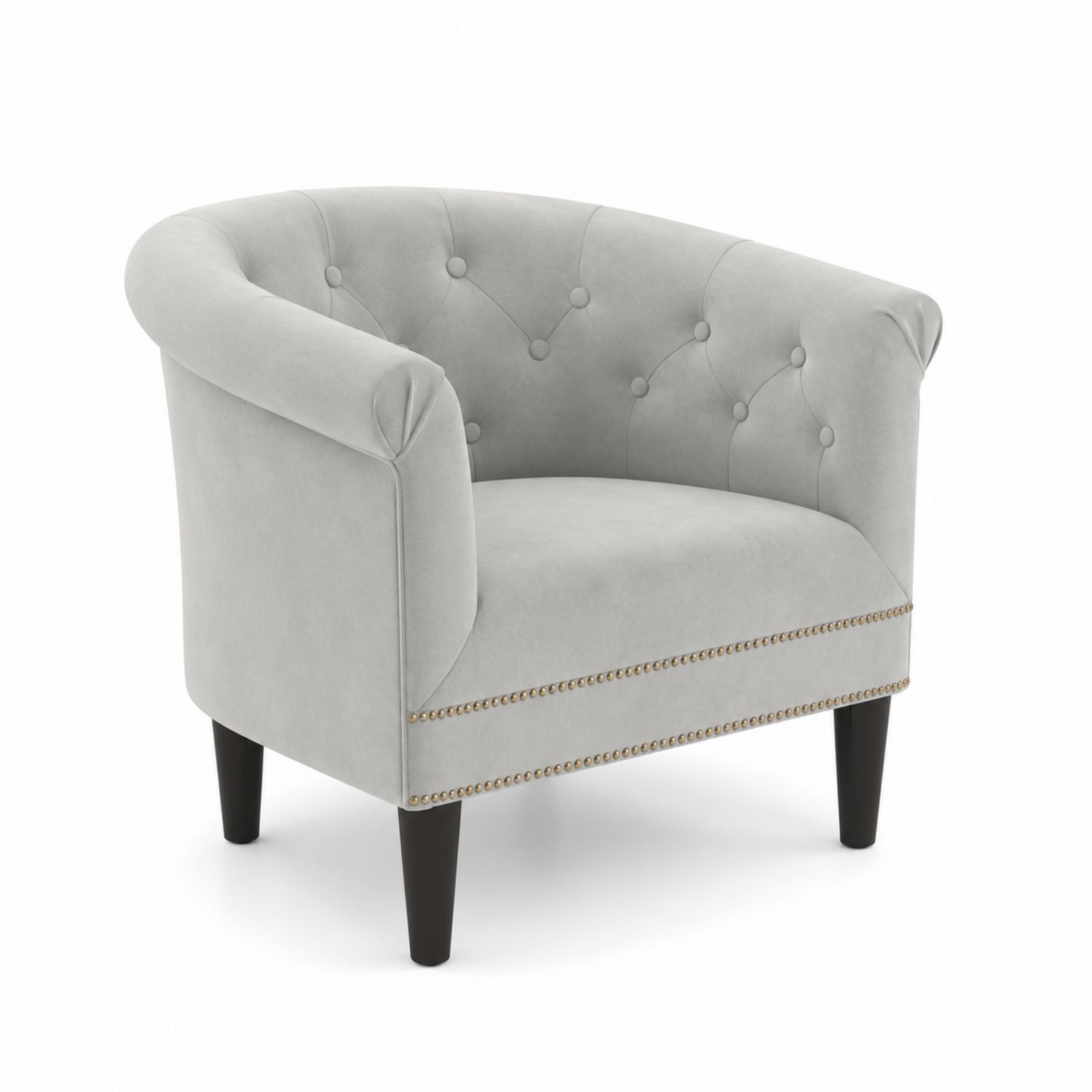 Fauteuil en velours Gris avec pieds en bois Noir