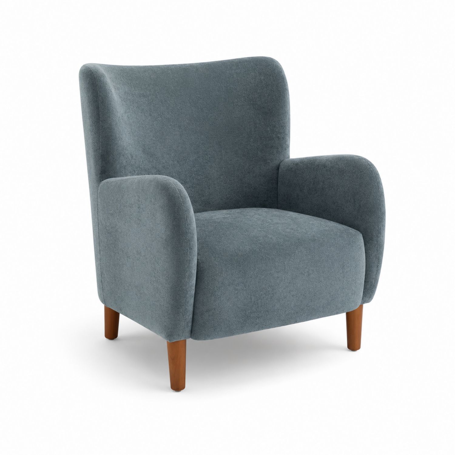 Fauteuil en tissu polyester Gris avec pieds en bois massif