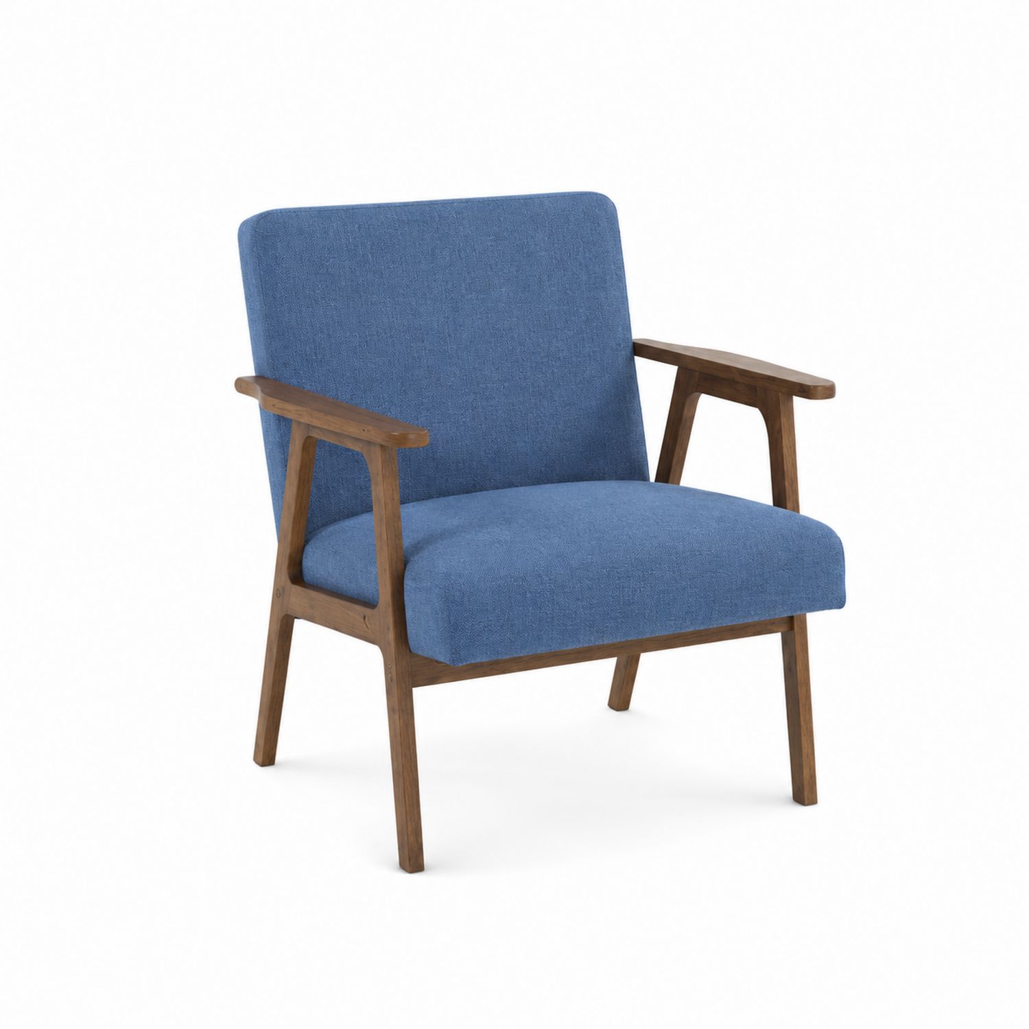 Fauteuil en bois avec tissu bleu