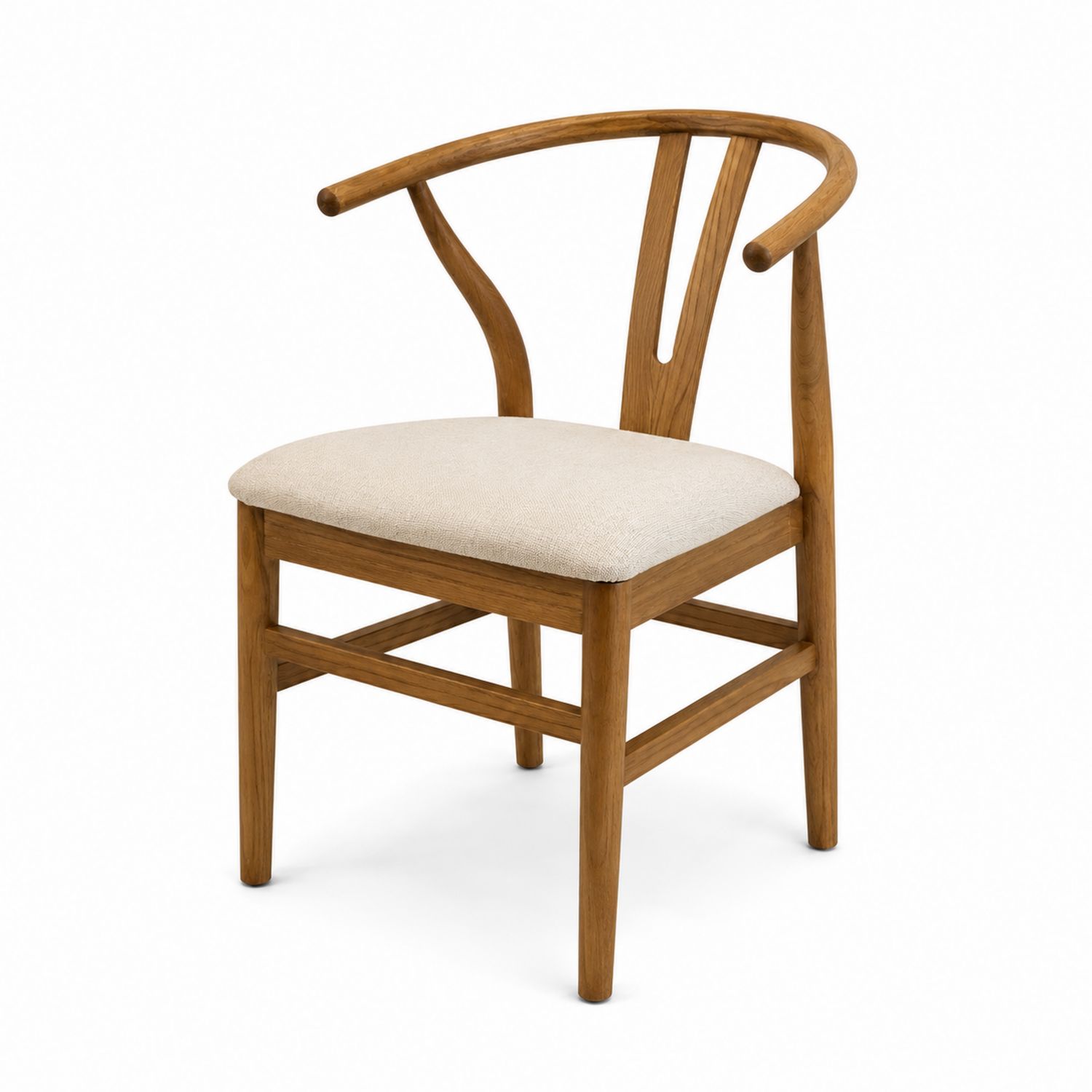 Chaise en bois avec assise en tissu beige