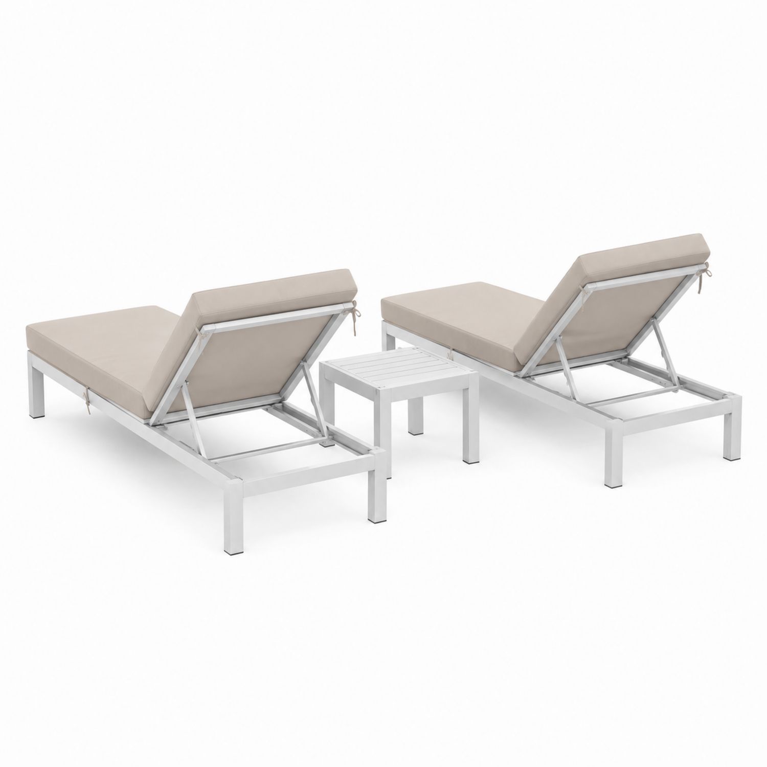 Lot de 2 bains de soleil en aluminium avec coussins en polyester Taupe
