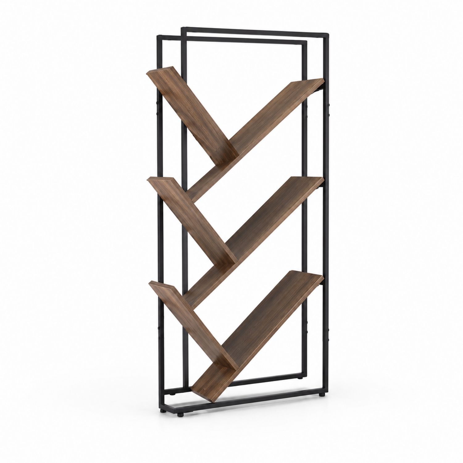 Étagère en métal et bois avec design en zigzag 152x78x35 cm