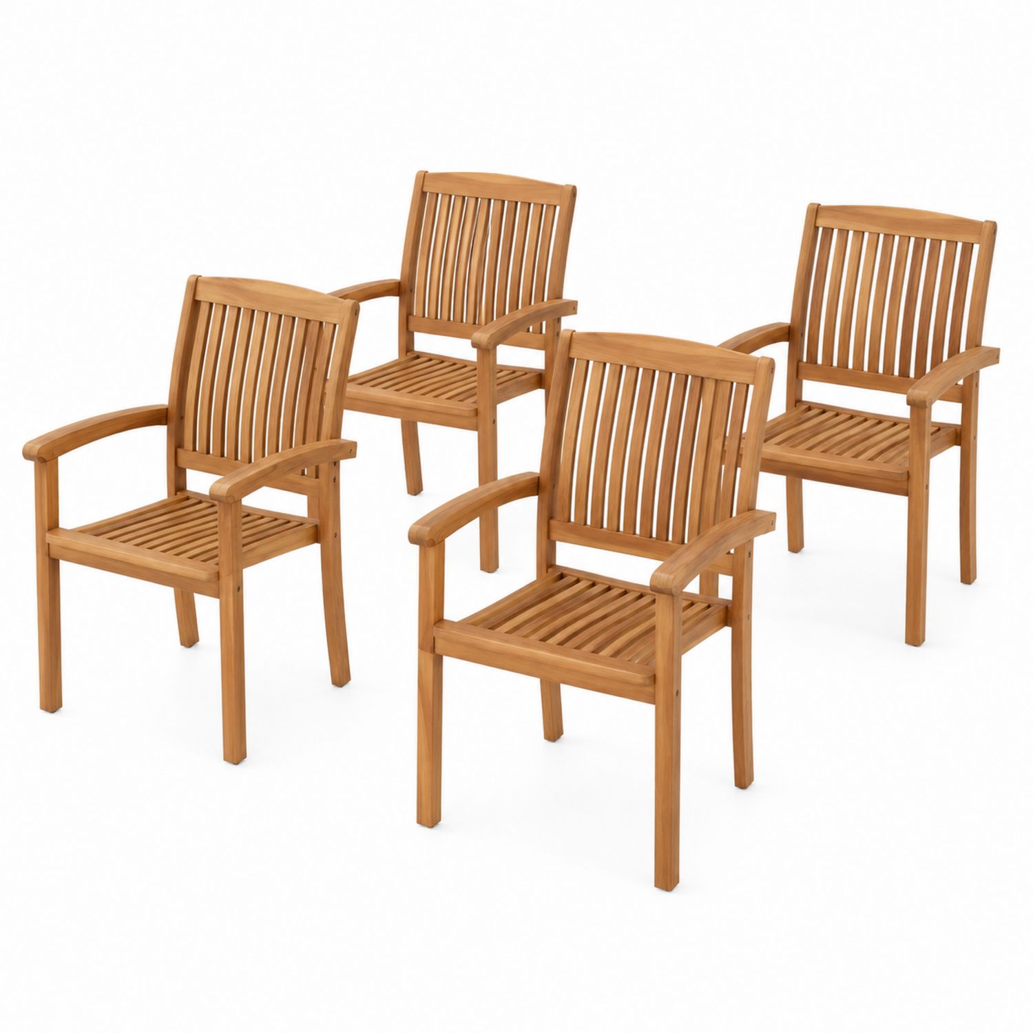 Lot de 4 chaises d'extérieur en bois 55x60x90 cm Bois clair