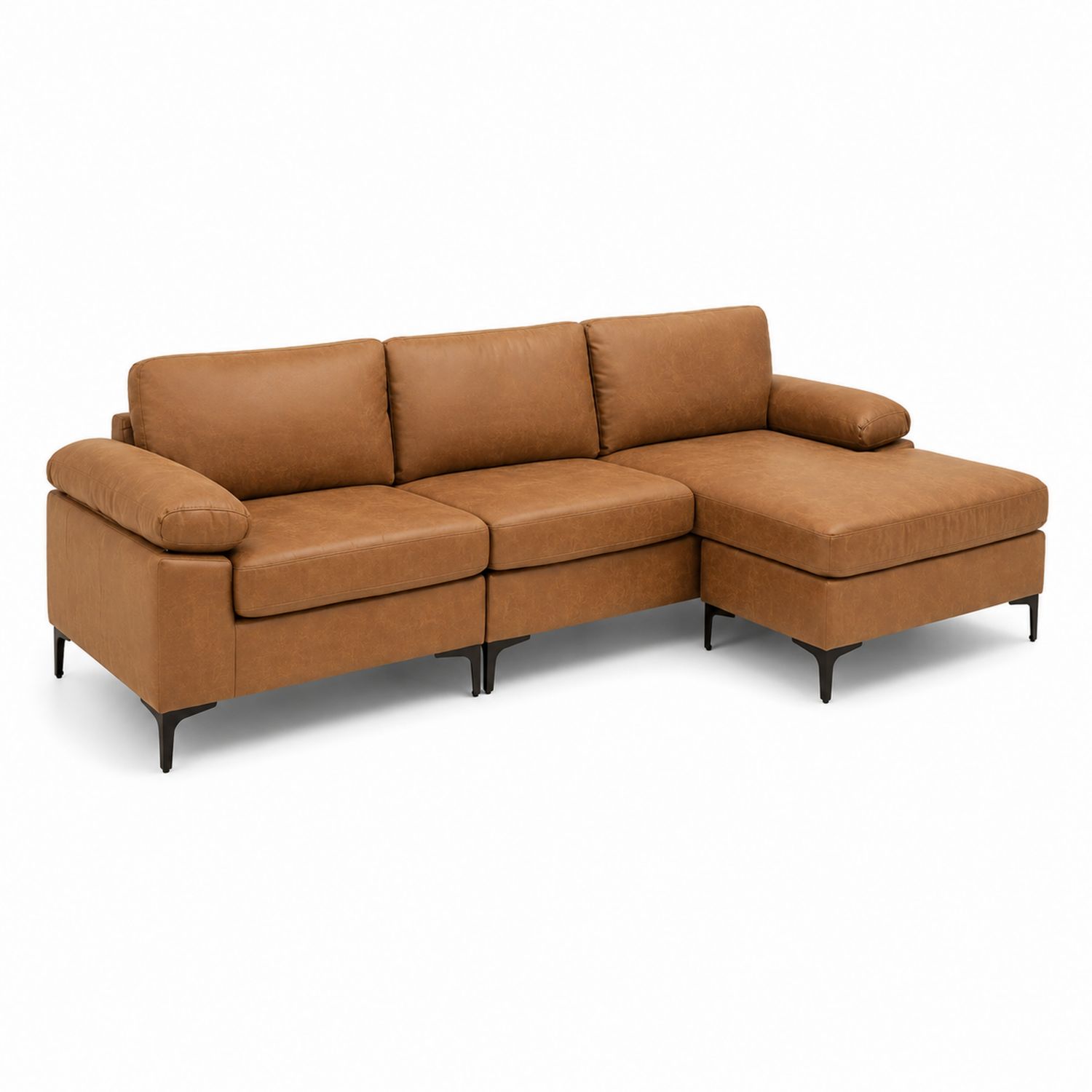 Canapé d'angle en cuir synthétique marron