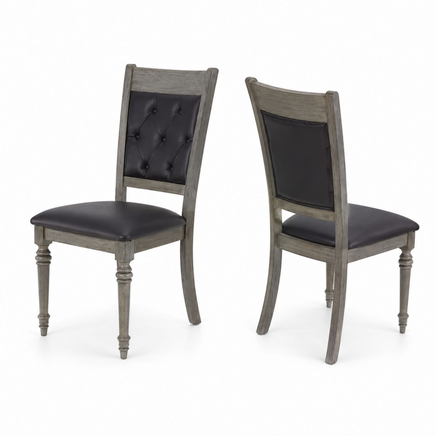 Chaises de salle à manger en bois et cuir PU noir