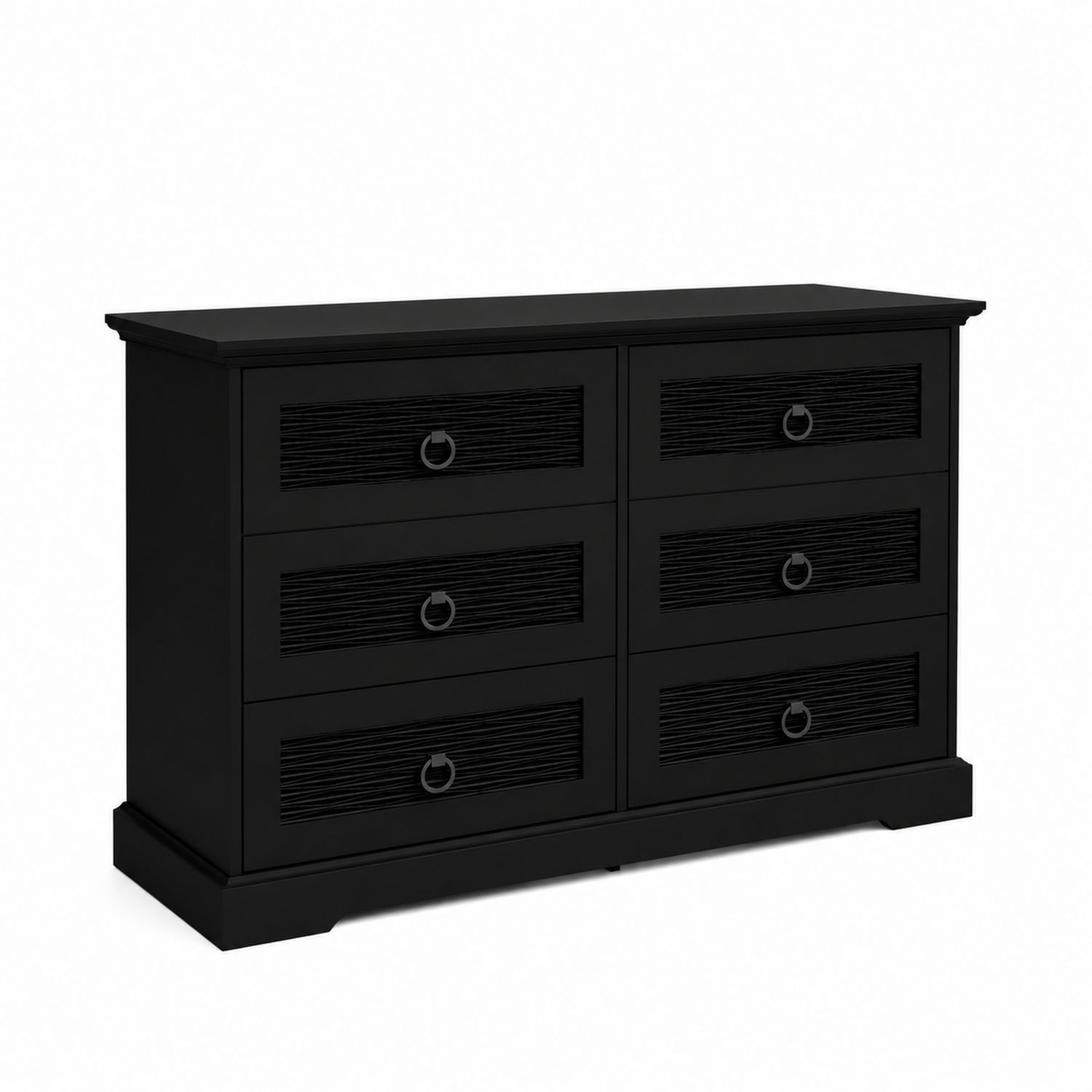 Commode en bois noir avec 6 tiroirs 120x40x75cm