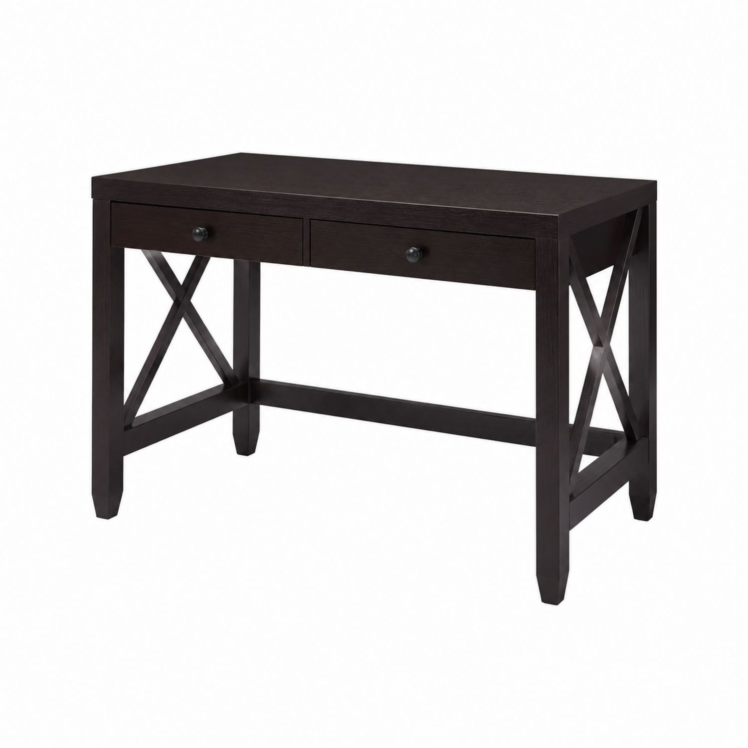 Bureau rectangulaire avec 2 tiroirs en bois brun foncé
