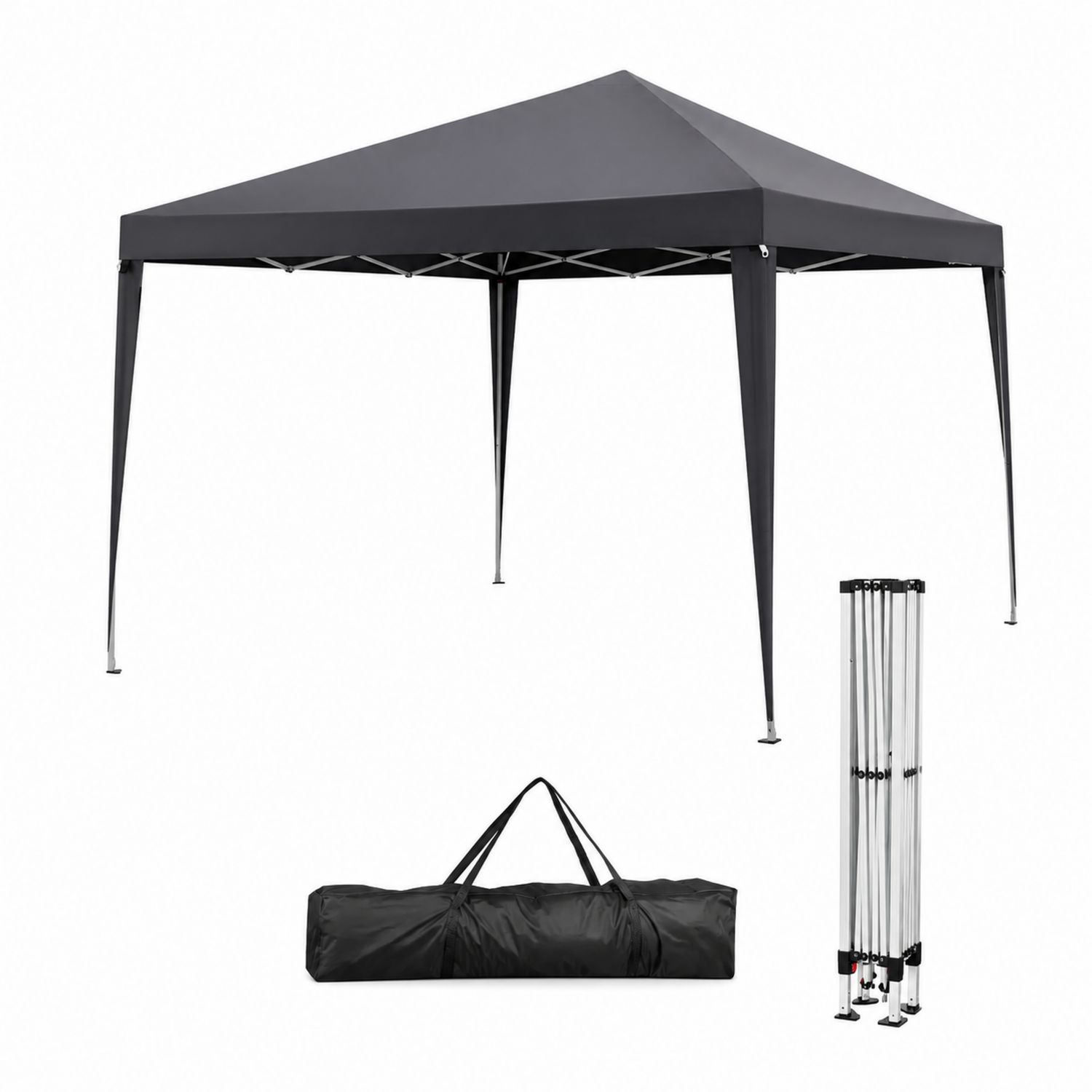 Tonnelle Pliante 3x3m en Acier avec Toile en Polyester Noir