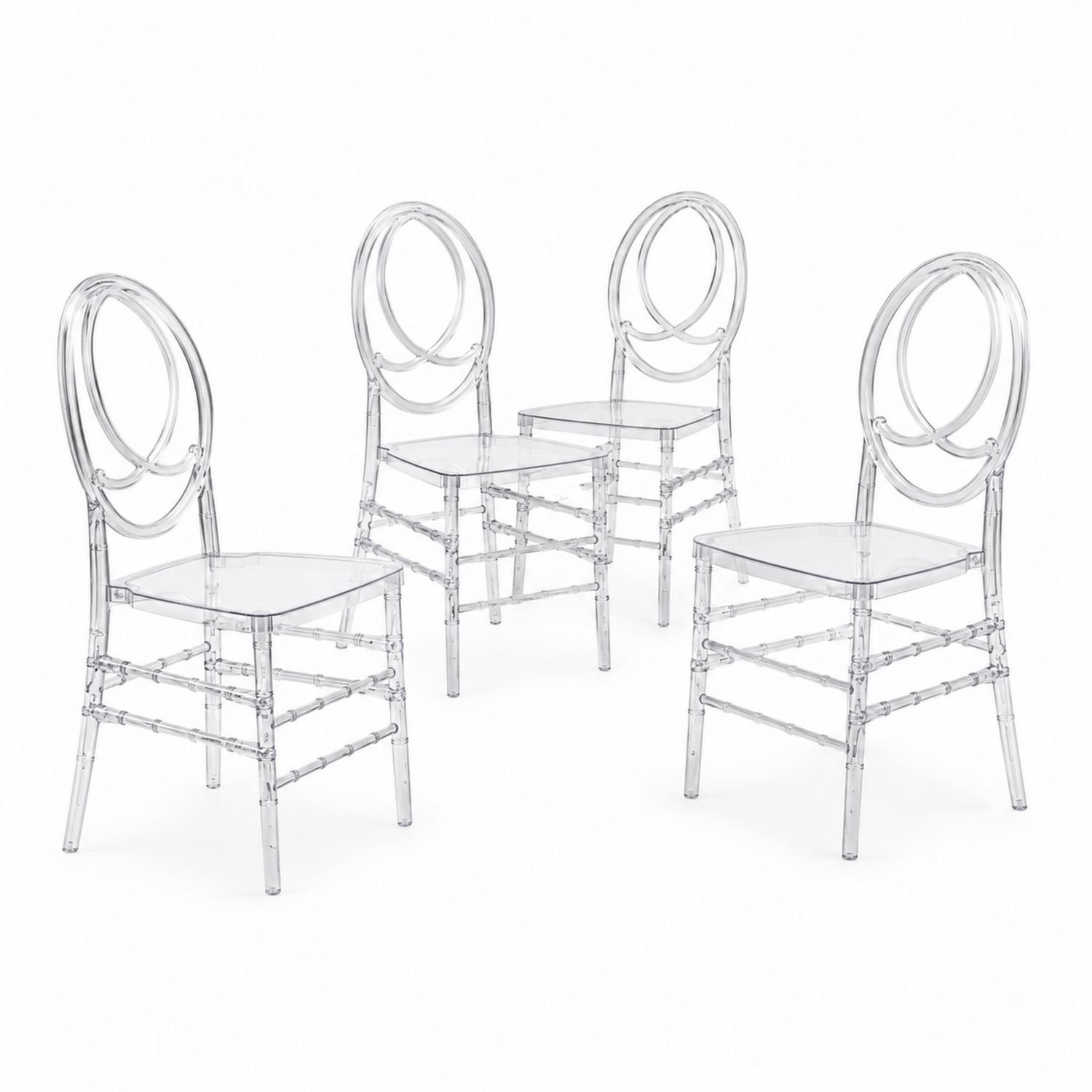 Ensemble de 4 chaises en polycarbonate transparent