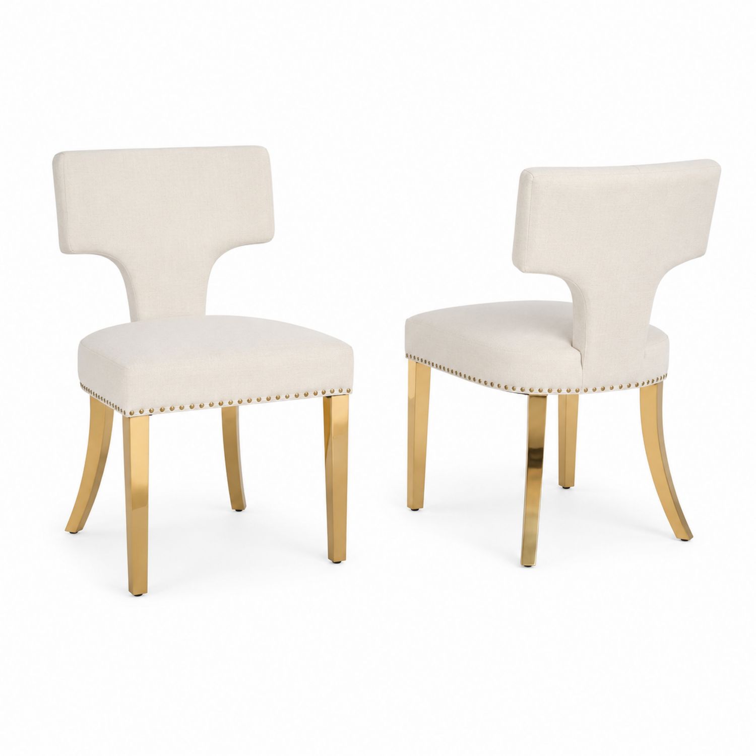 Chaises de salle à manger en tissu et métal (lot de 2)