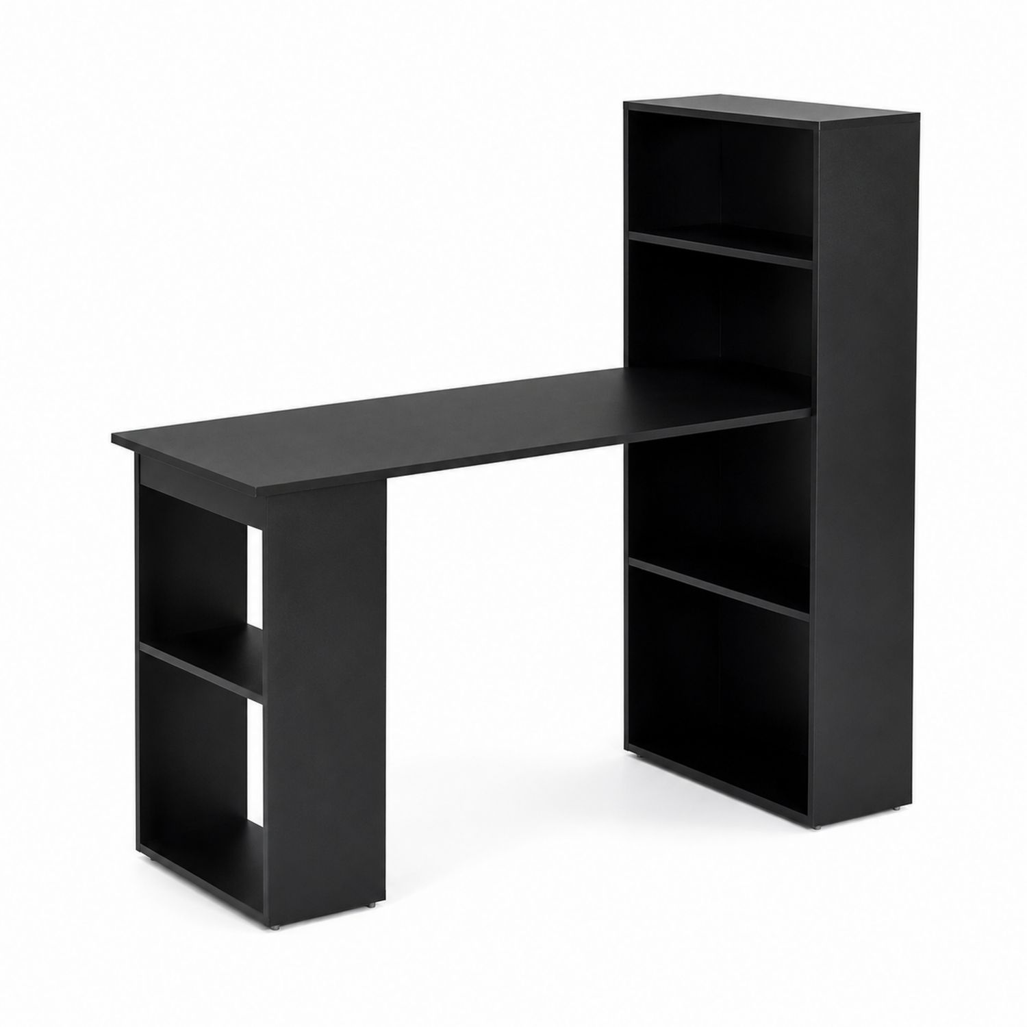 Bureau d'angle avec étagères en panneau de fibres Noir 120x50x120 cm