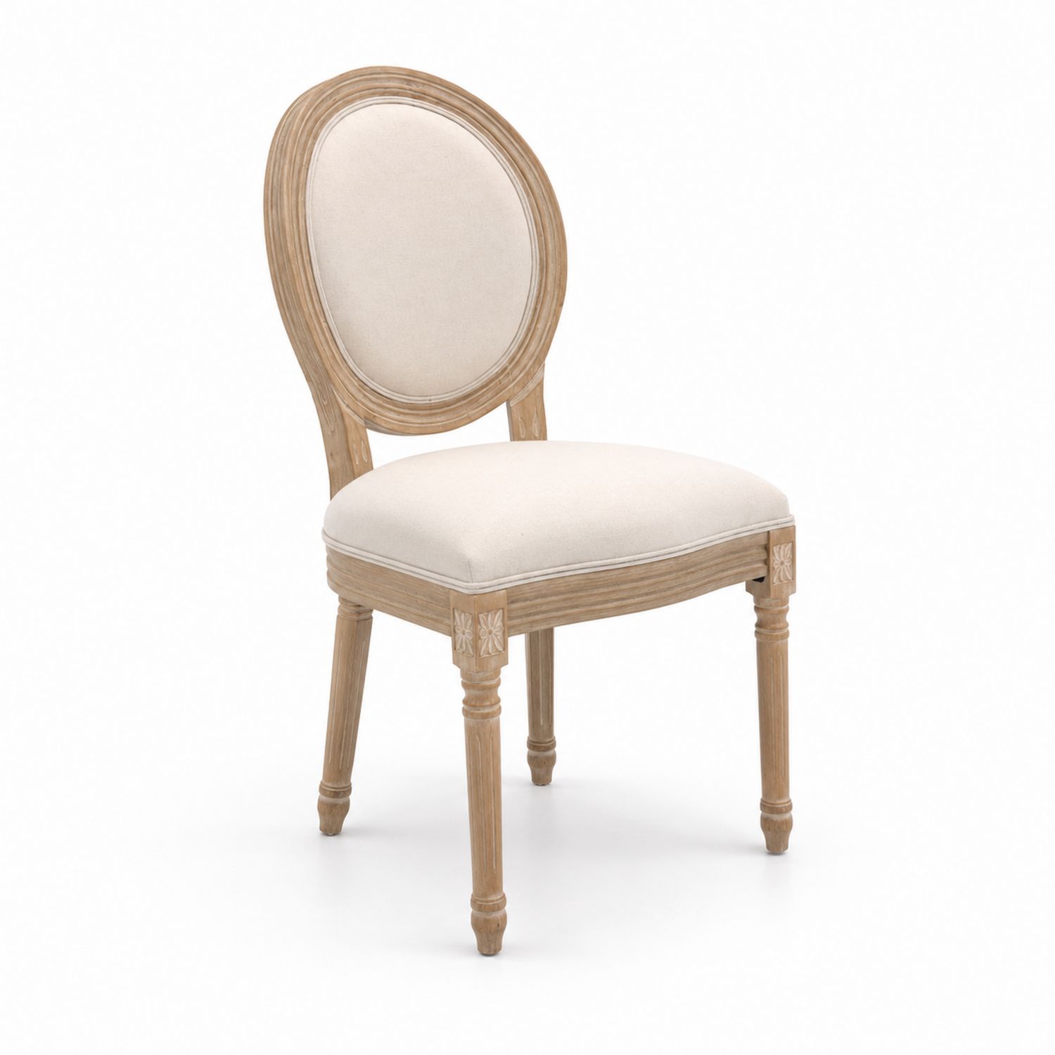 Chaise en bois avec tissu en lin Crème 95cm