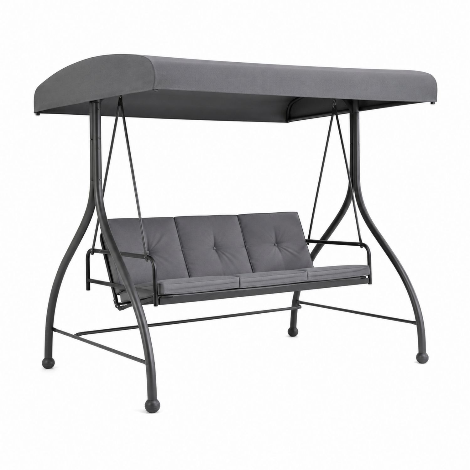 Balancelle extérieure 3 places acier coussins polyester Gris
