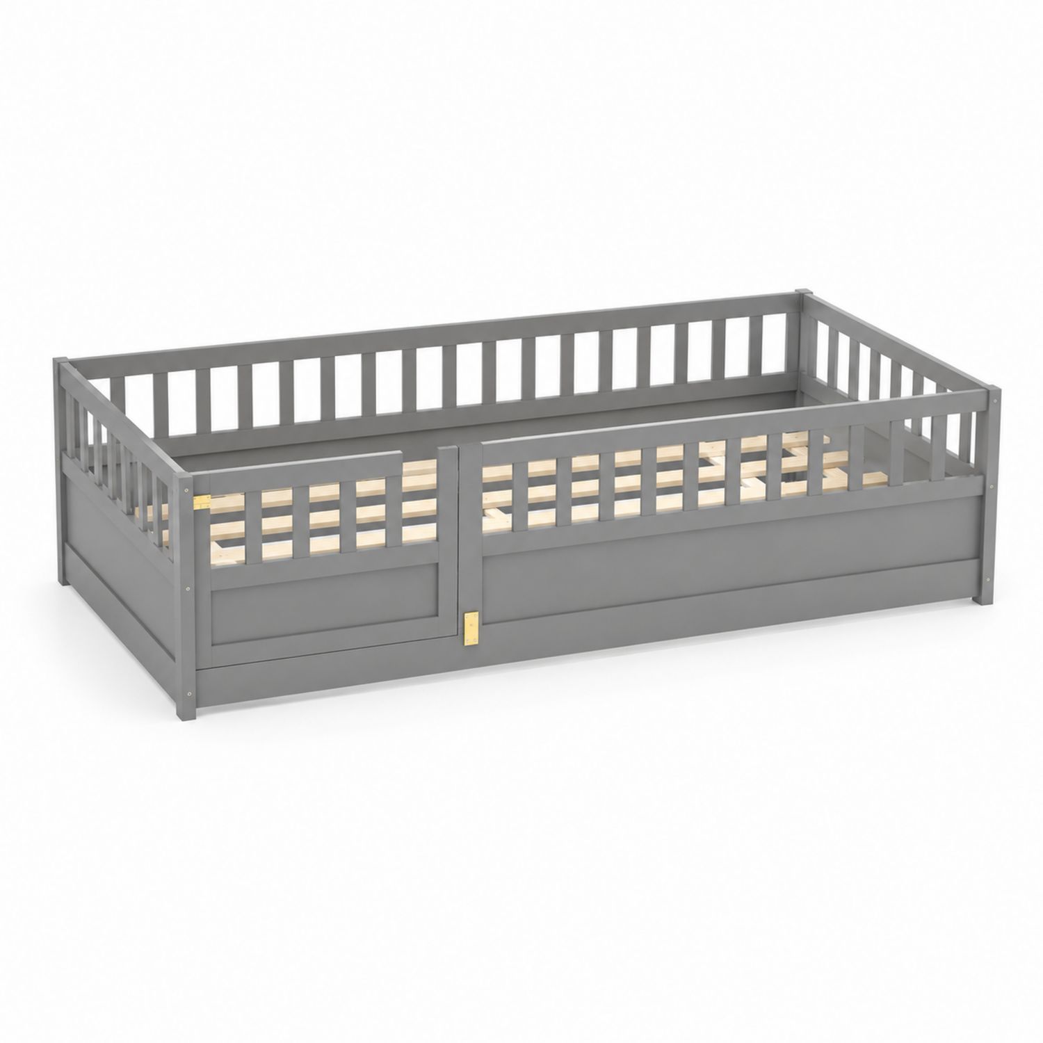 Lit enfant en bois Gris avec barrières de sécurité