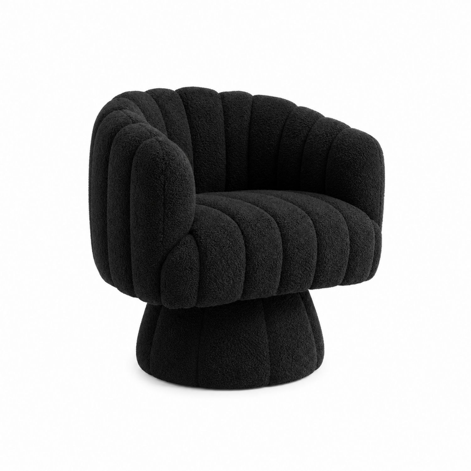 Fauteuil pivotant en tissu bouclé noir