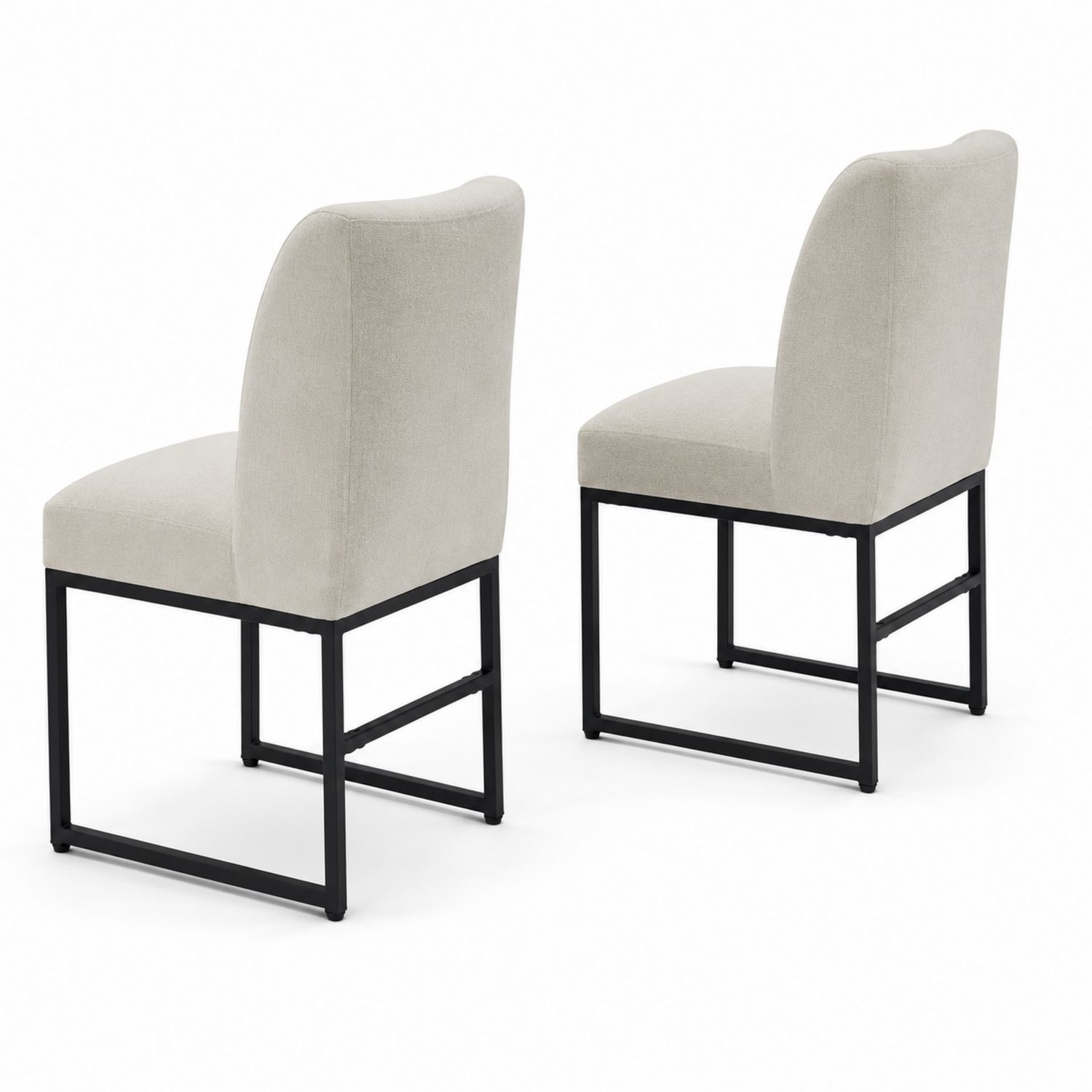 Lot de 2 chaises en tissu Gris clair avec cadre en métal