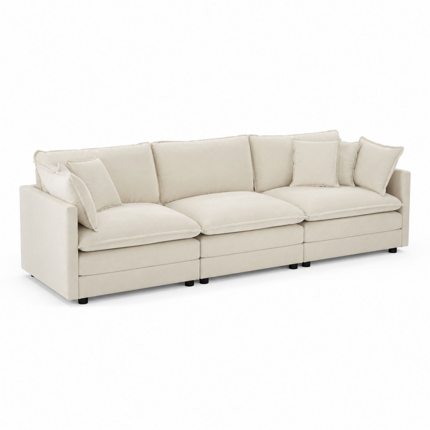 Canapé modulable 3 places en tissu beige