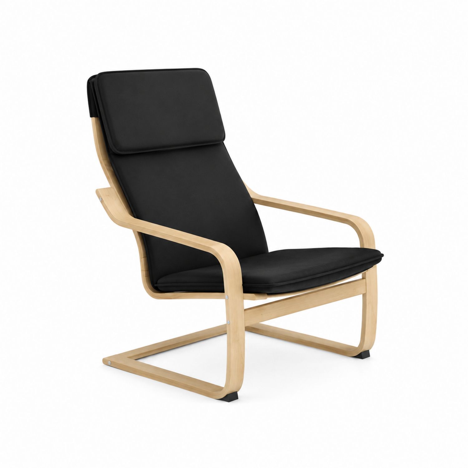 Chaise en bois avec coussin en tissu noir