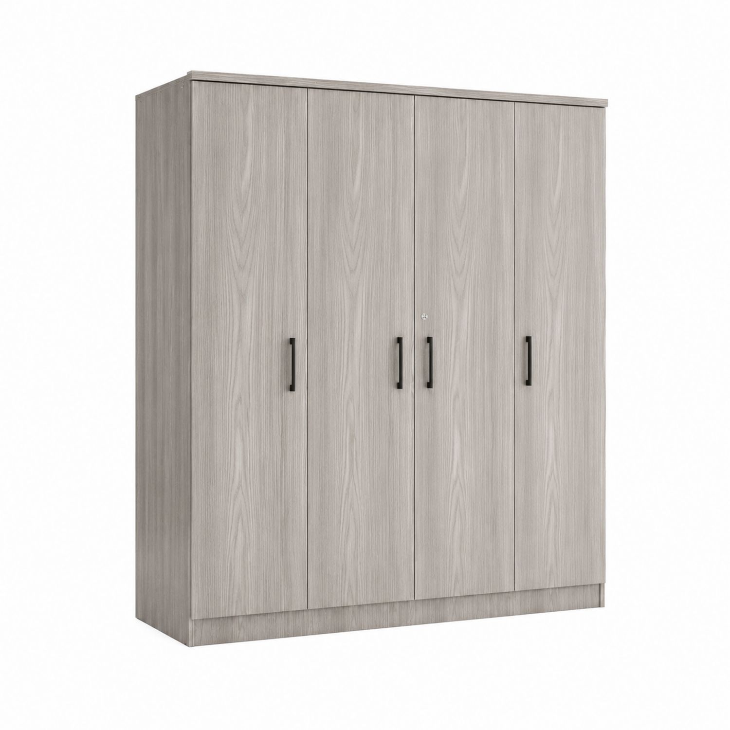 Armoire 4 portes en bois laminé Chêne clair