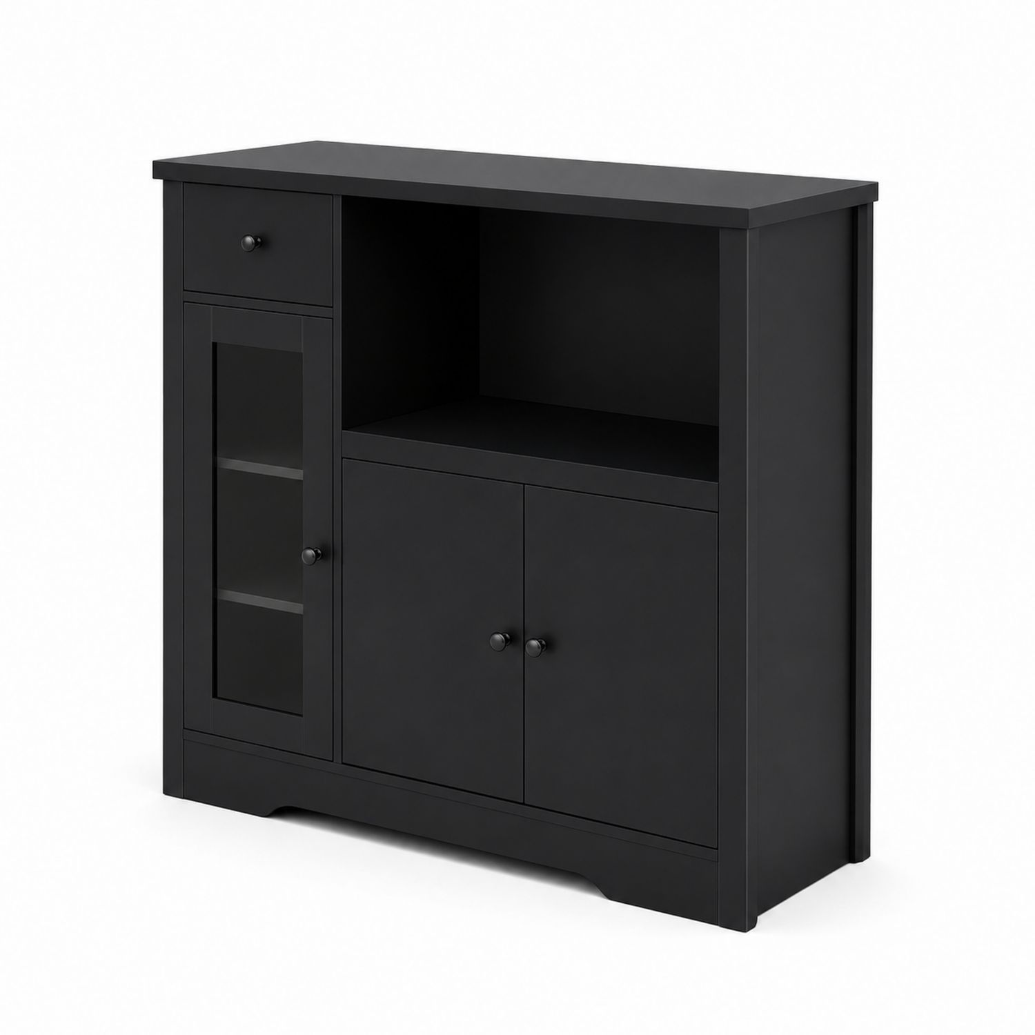Buffet en bois MDF noir avec portes et tiroir