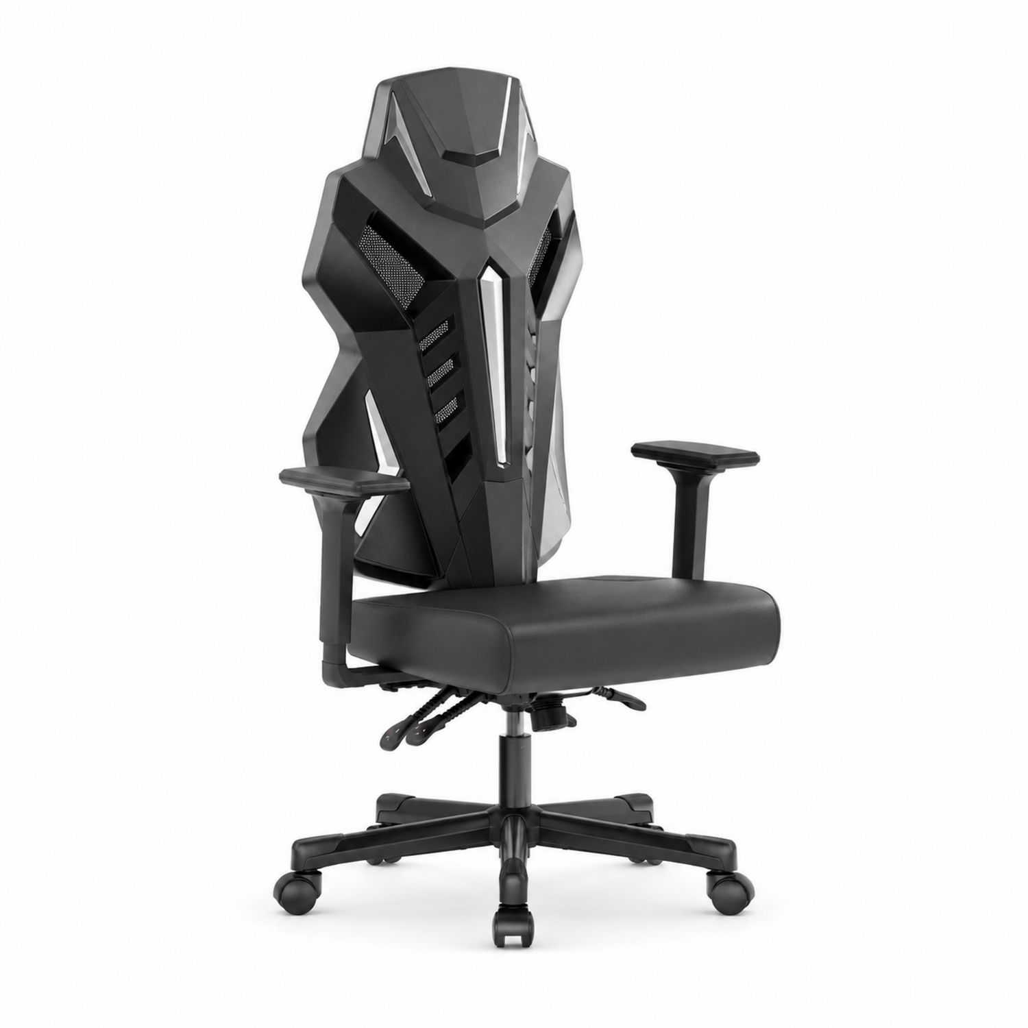 Chaise de bureau ergonomique ajustable en cuir synthétique Noir