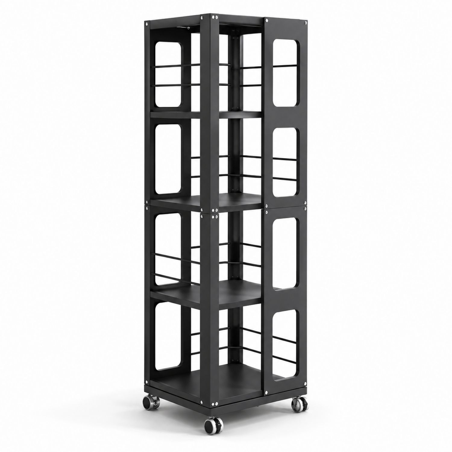 Étagère haute en métal noir avec roulettes, 5 niveaux 160x40x40cm
