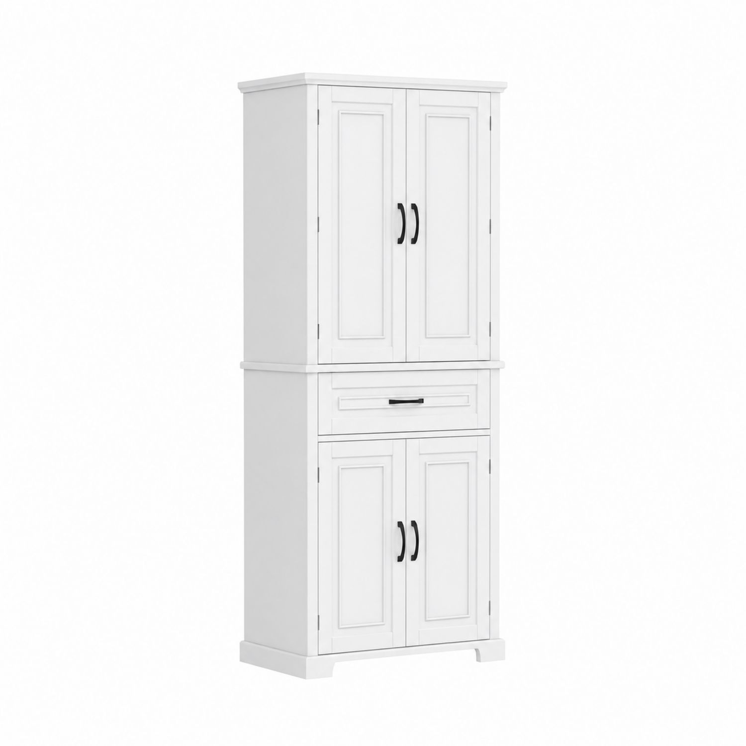 Armoire de rangement en MDF Blanc avec 4 portes et 1 tiroir
