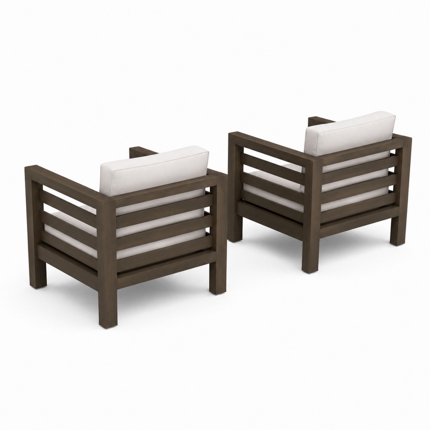 Lot de 2 fauteuils en bois pour extérieur avec coussins en tissu