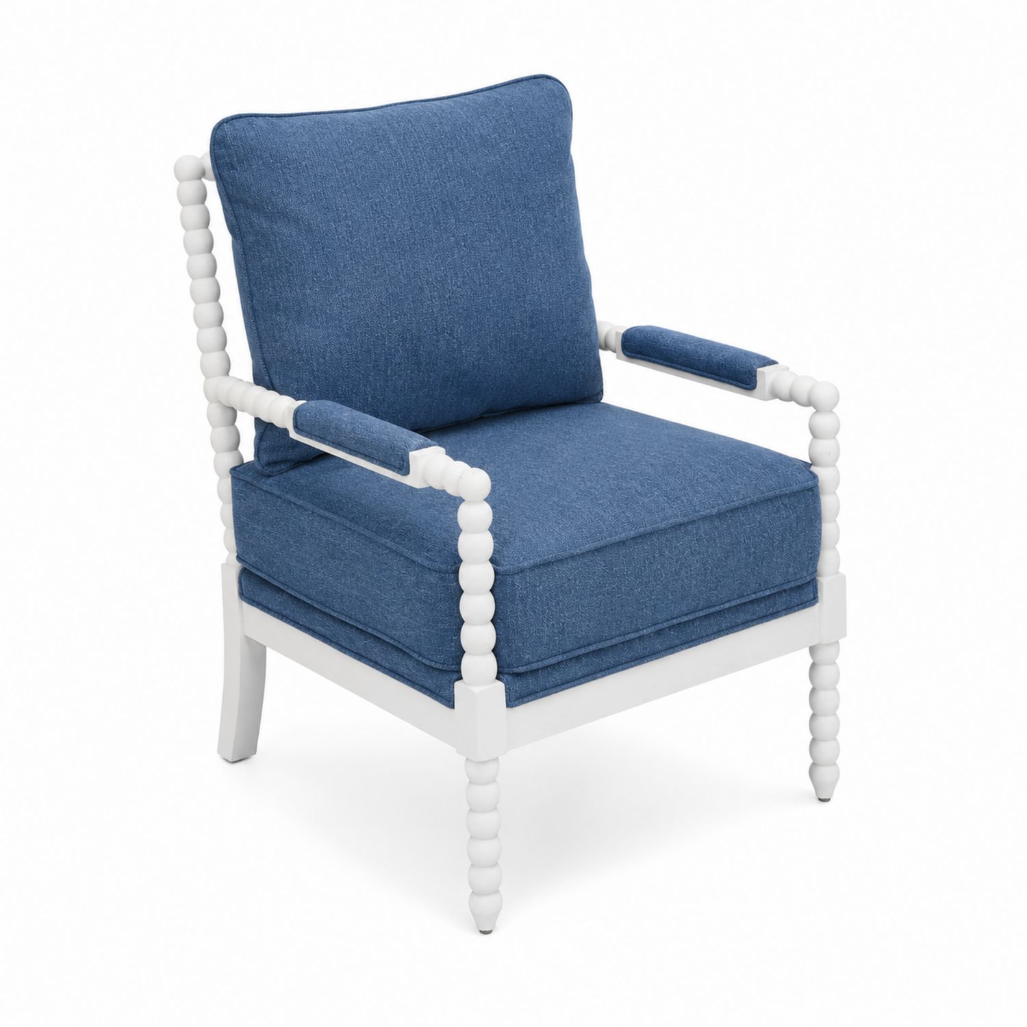 Fauteuil en bois avec revêtement bleu