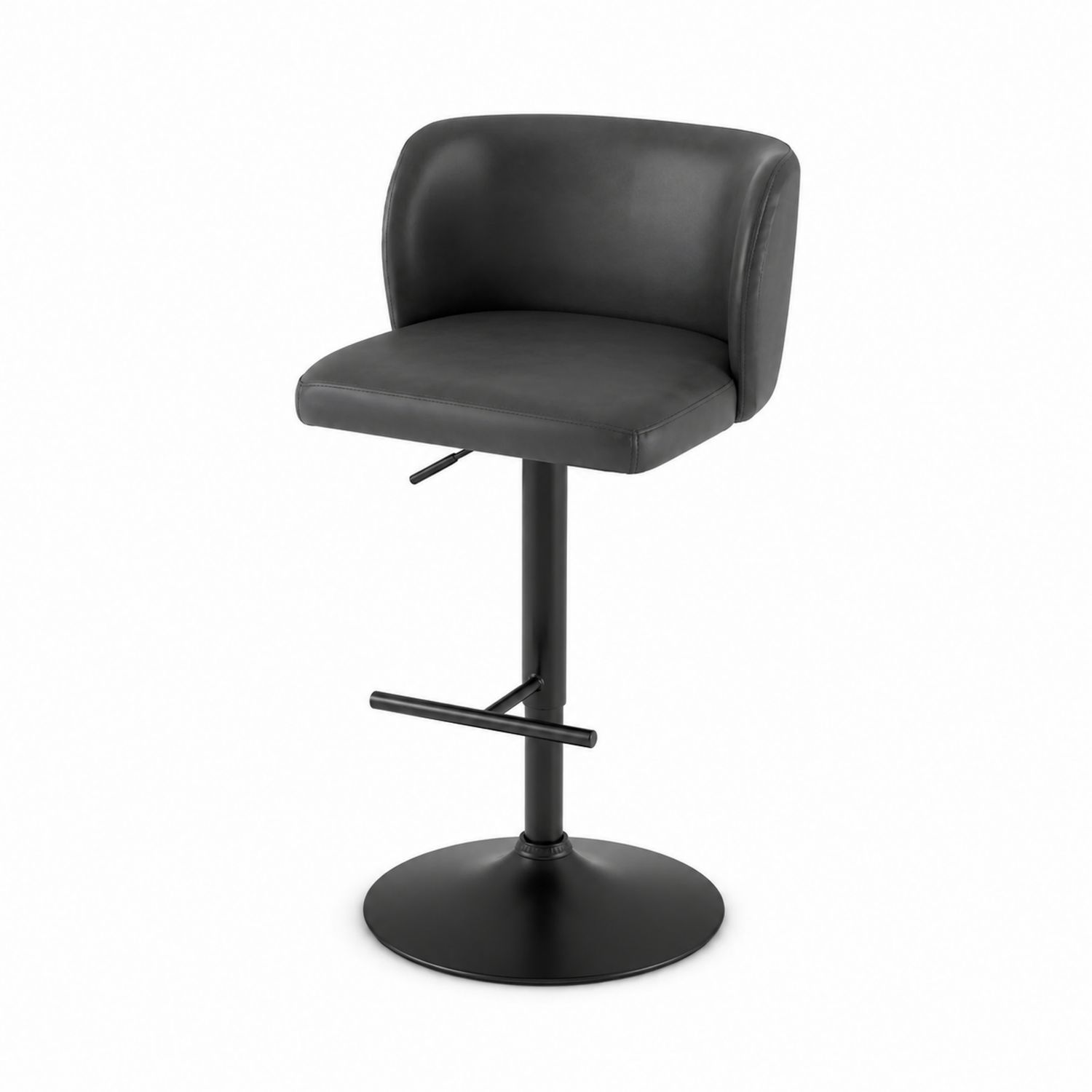 Tabouret de bar réglable avec siège en cuir synthétique et base en métal noir