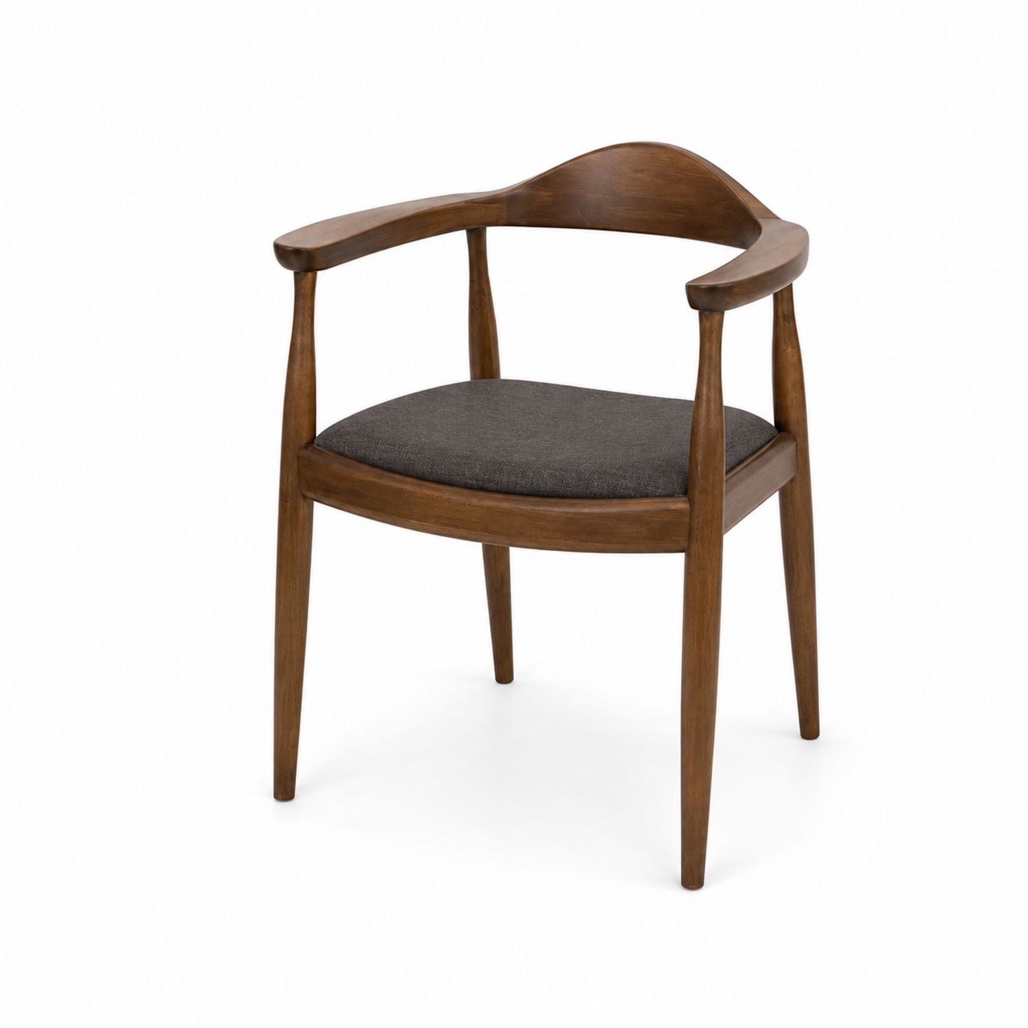 Chaise en bois avec assise en tissu gris foncé