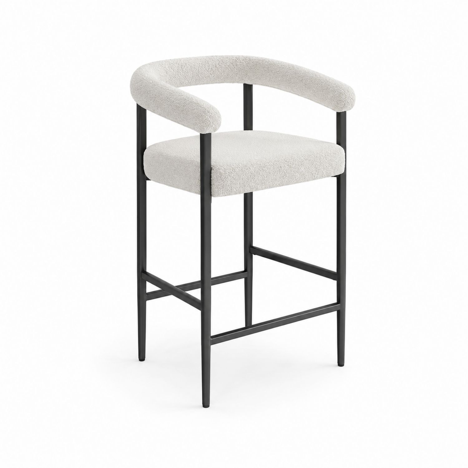 Tabouret de bar en métal avec tissu bouclé Beige 85 cm