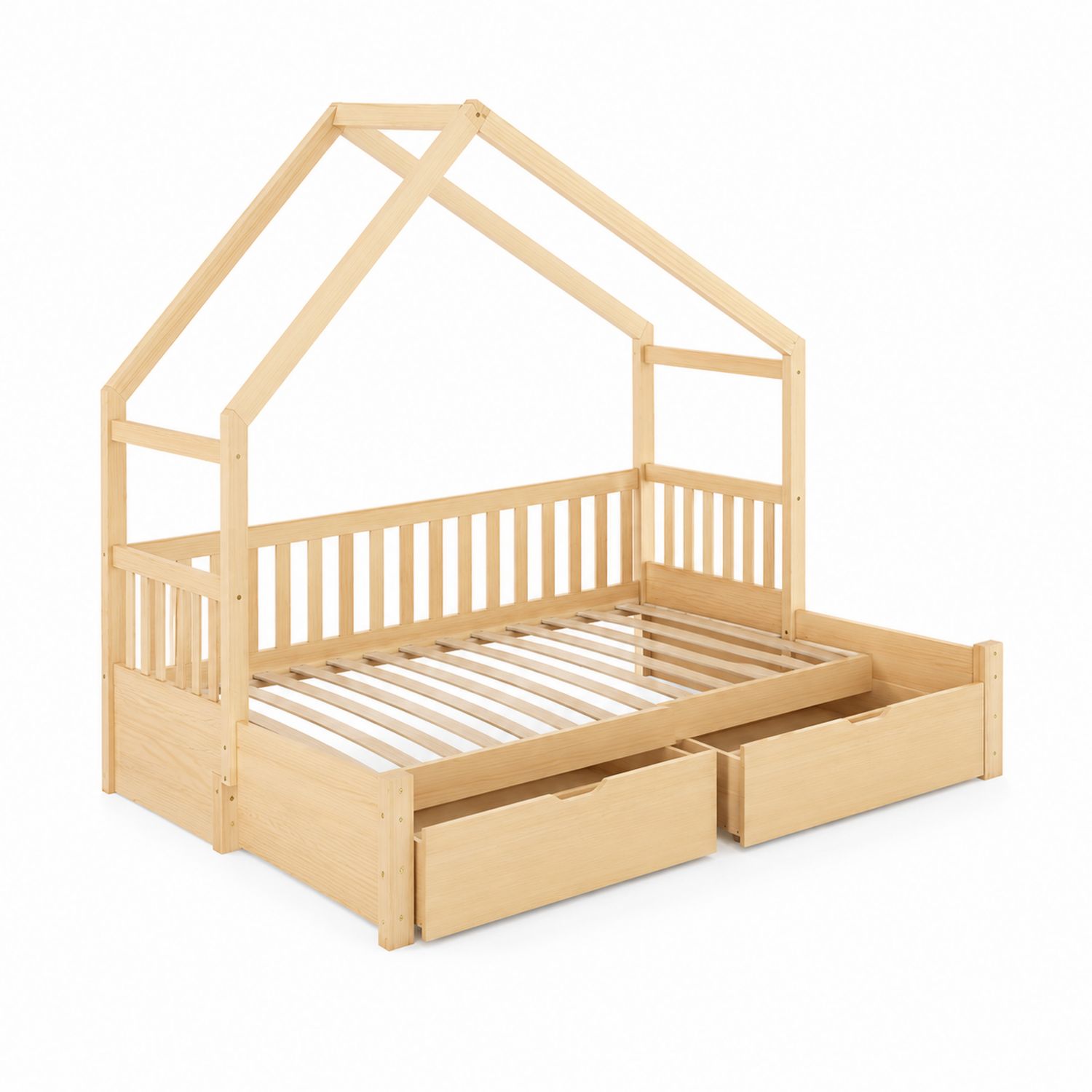 Lit enfant en bois avec tiroirs en pin, 200 cm x 100 cm
