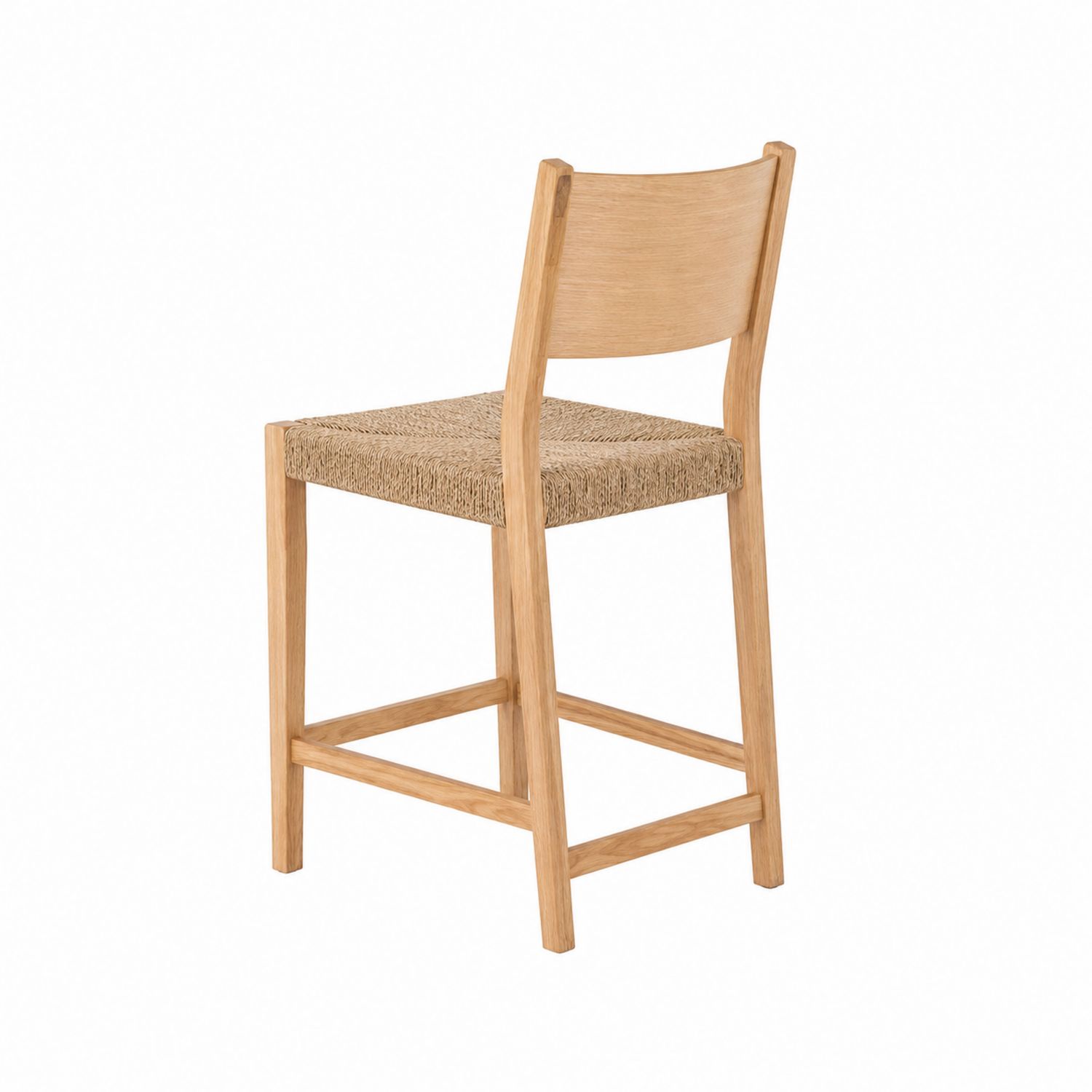 Tabouret de bar en chêne avec assise en paille tressée 100 cm
