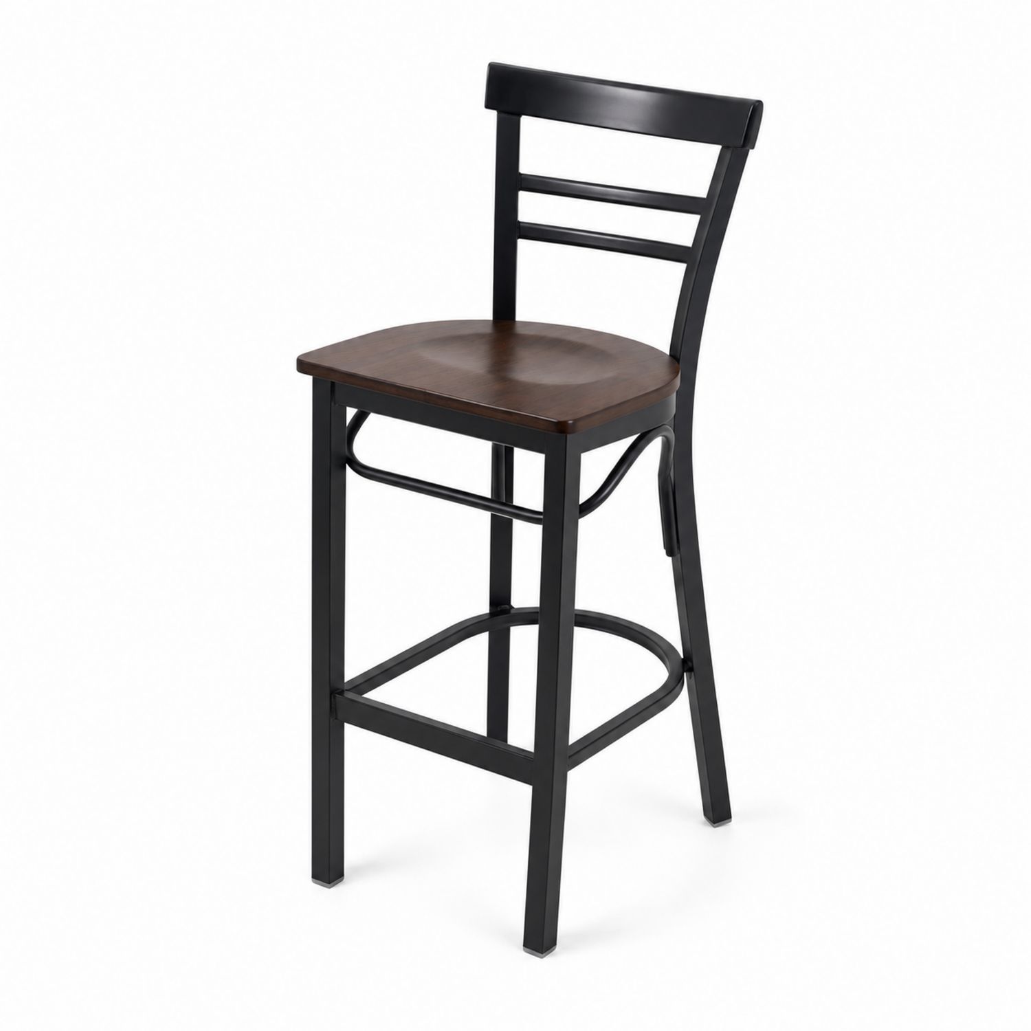Chaise de bar en métal et bois noir et marron, hauteur 100 cm