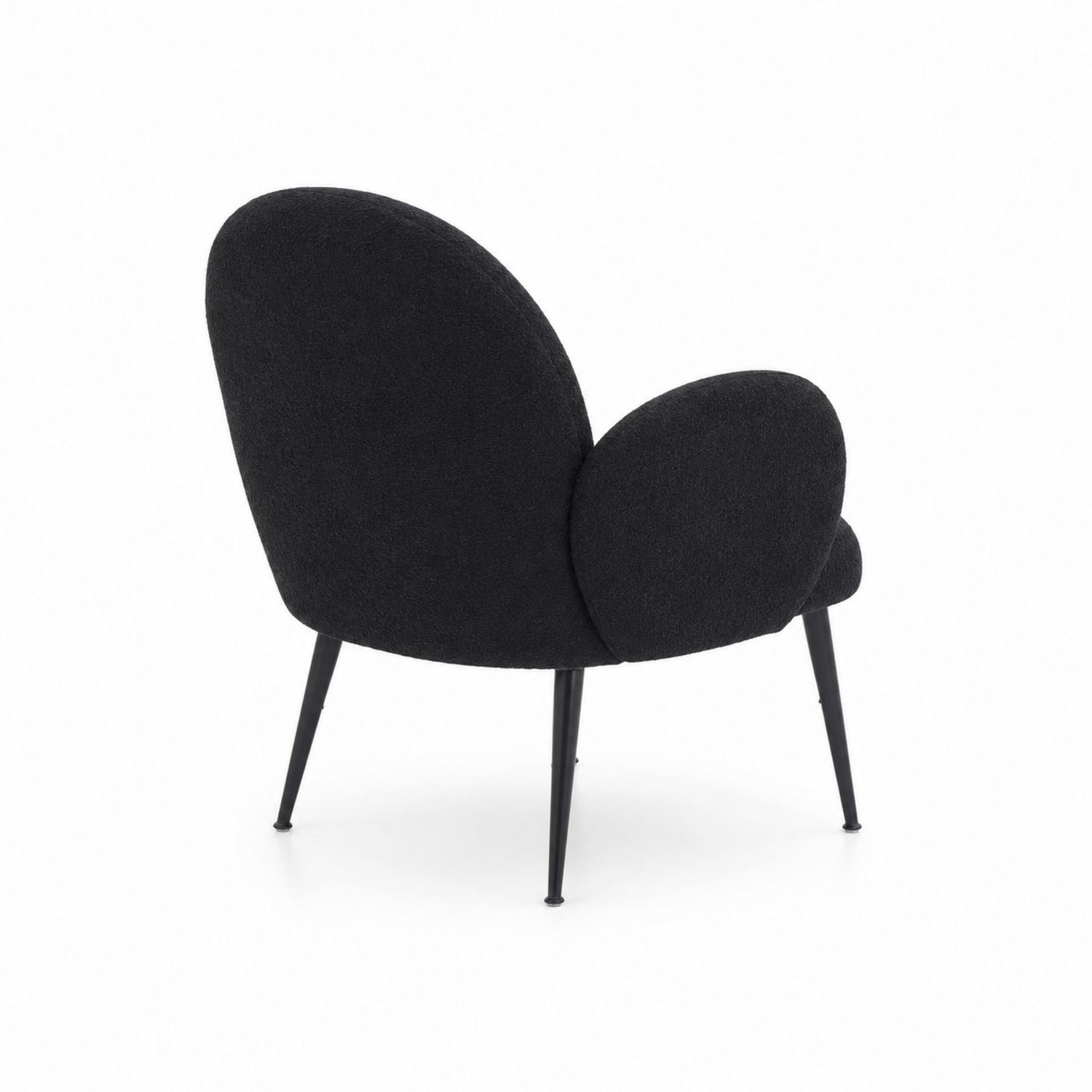 Fauteuil en tissu bouclé avec pieds en métal, noir