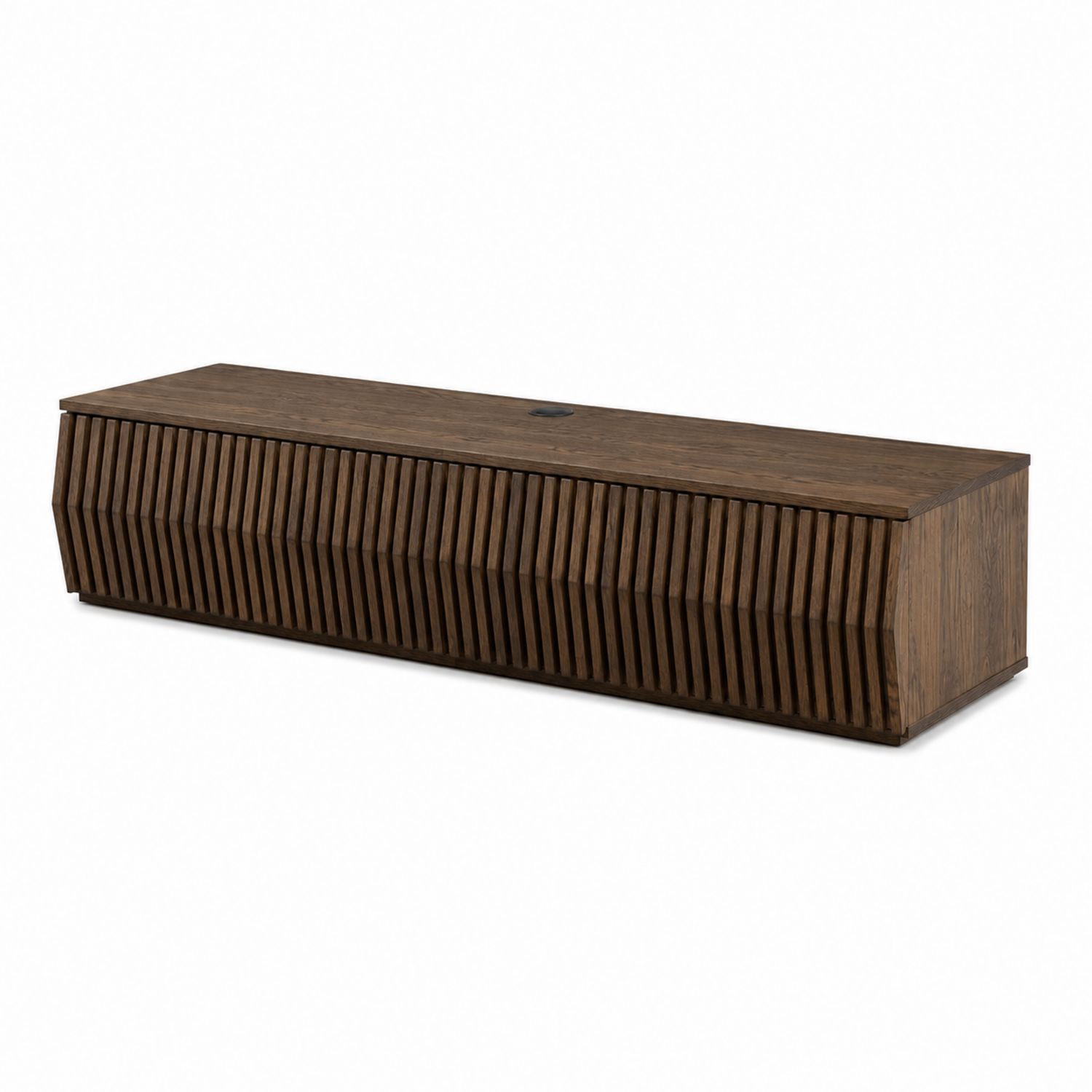 Meuble TV en bois massif rainuré Marron