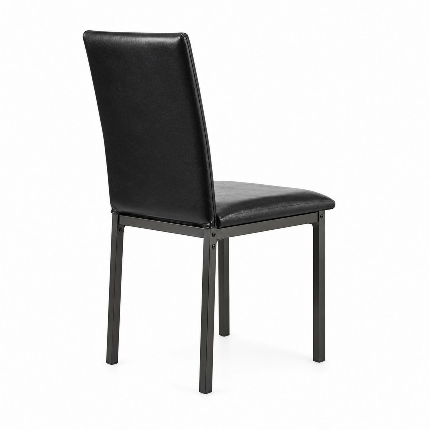 Chaise de salle à manger en cuir synthétique noir avec structure en métal