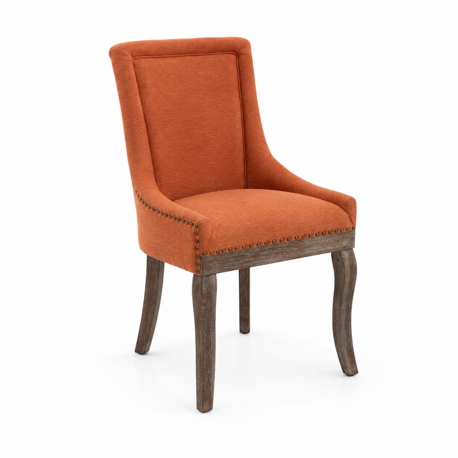 Chaise en bois avec revêtement en tissu orange
