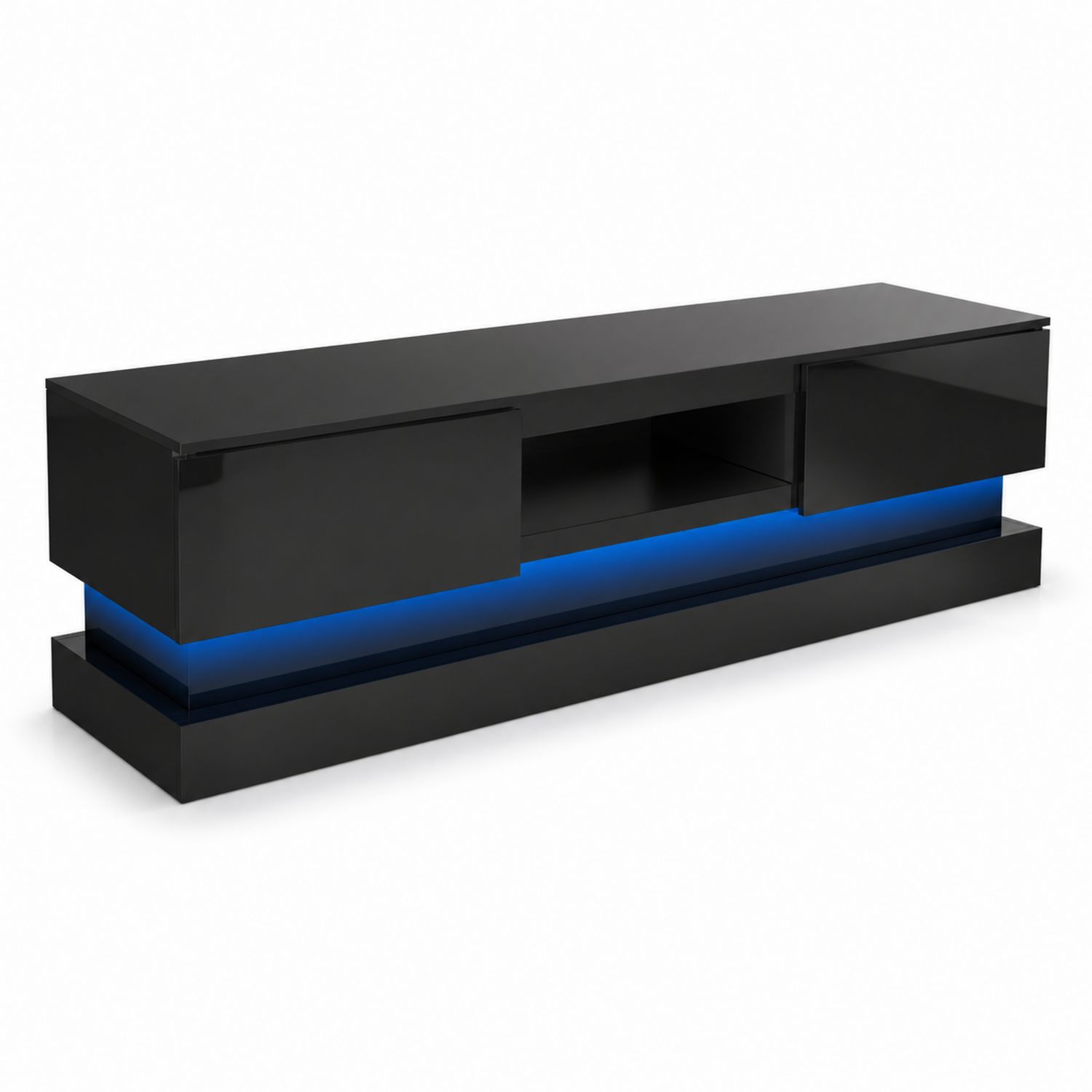 Meuble TV en MDF avec LED Noir et Bleu