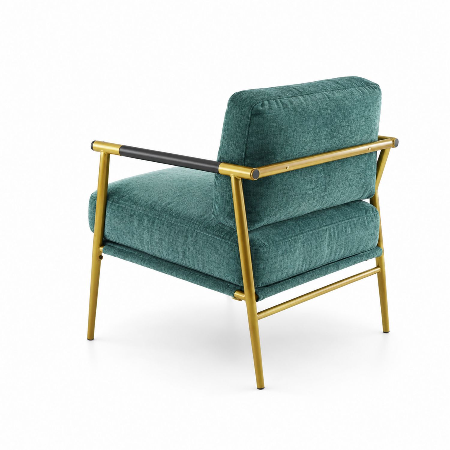 Fauteuil en métal et tissu vert