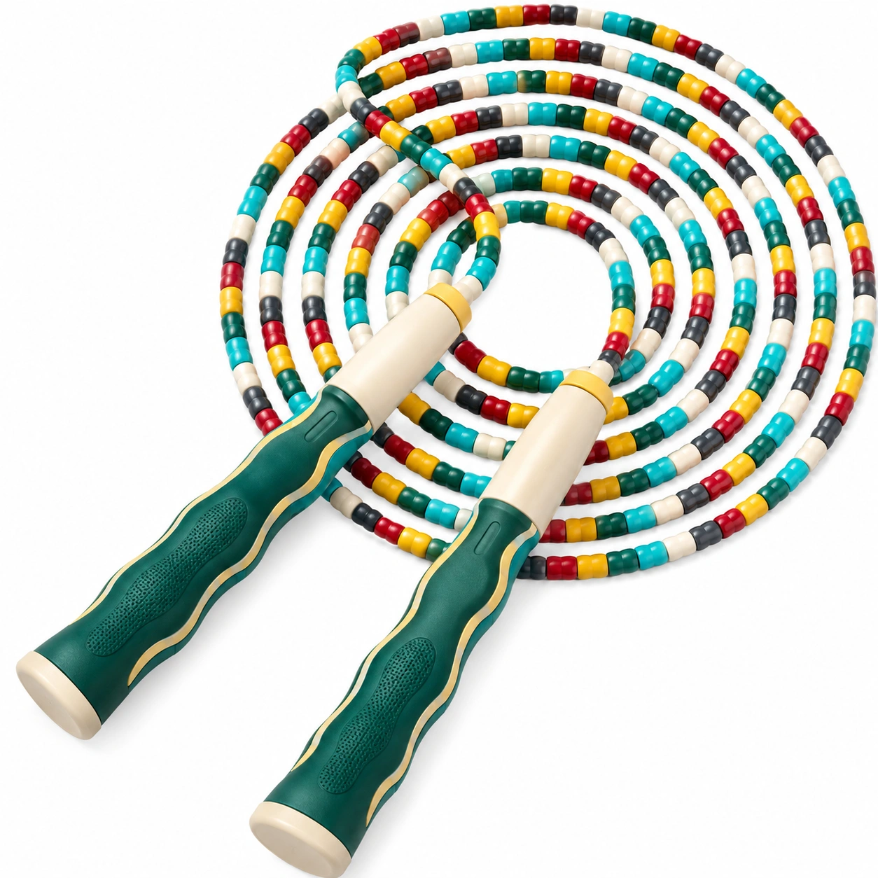 Mehrfarbiges Perlen-Springseil mit Ergonomischen Griffen, 300 cm-meubolveta