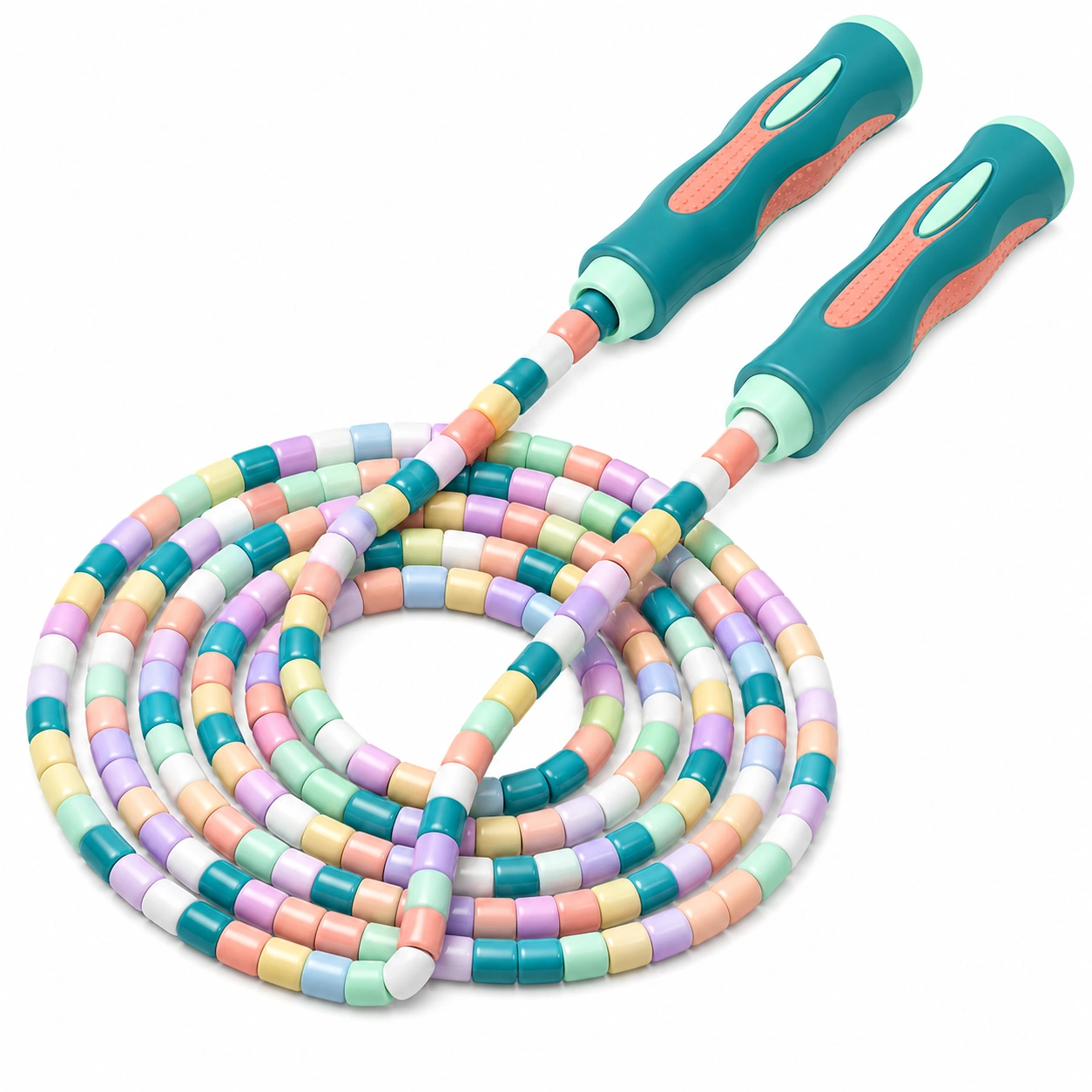 Buntes Springseil mit ergonomischen Griffen und verstellbarer Länge-meubolveta