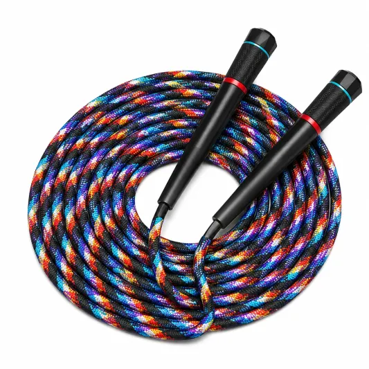 Verstellbares Springseil in Schwarz und Bunt für Fitness 300cm-meubolveta