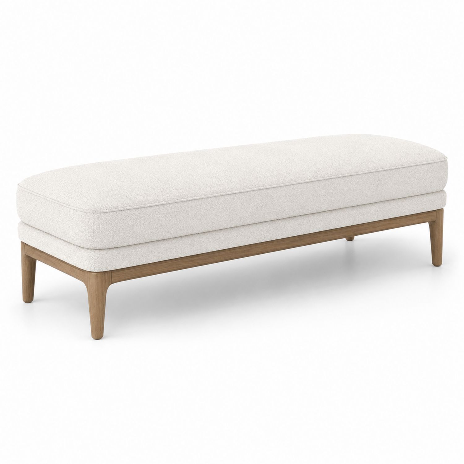 Banc rectangulaire en bois et tissu blanc 150cm