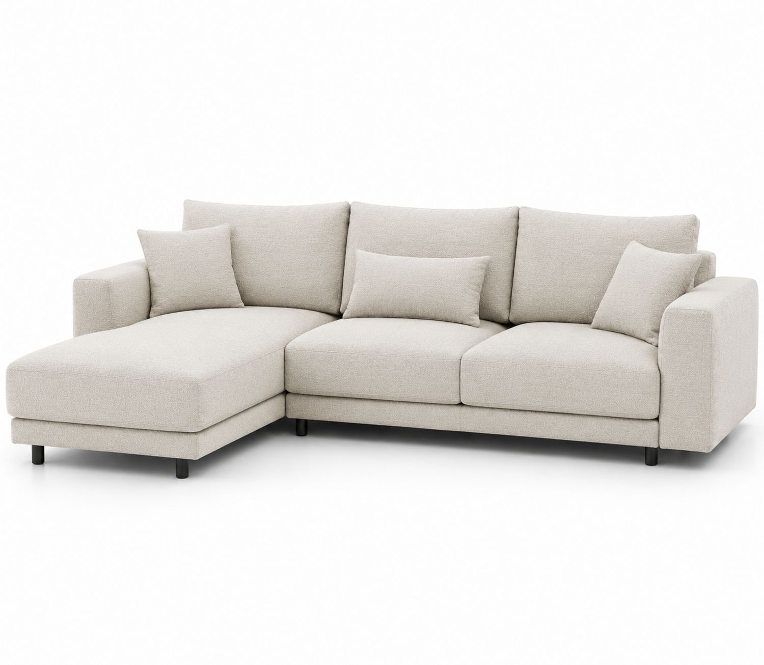 Canapé d'angle en tissu polyester beige